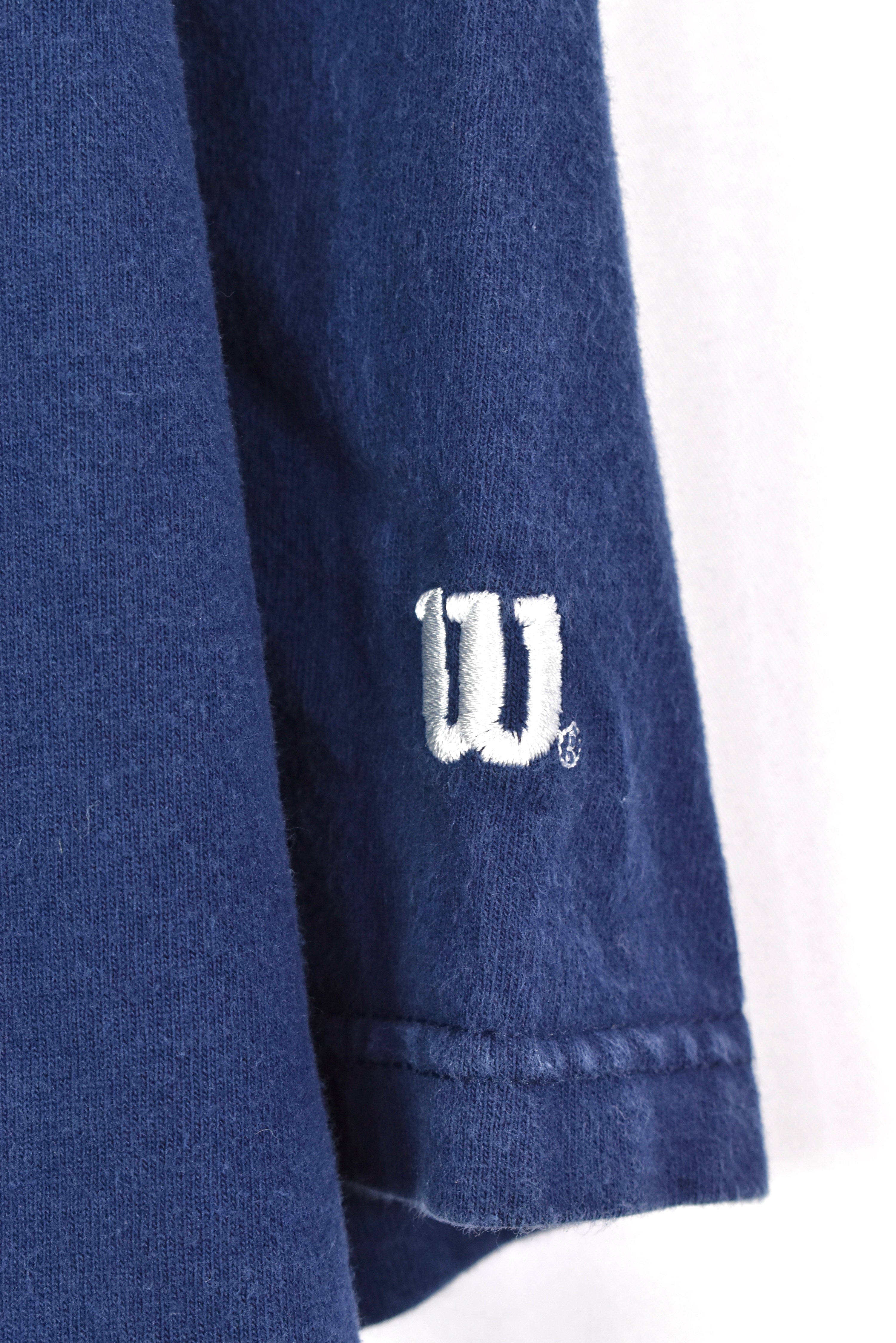 Vintage Wilson shirt, short sleeve embroidered tee - XXL, navy blue WILSON