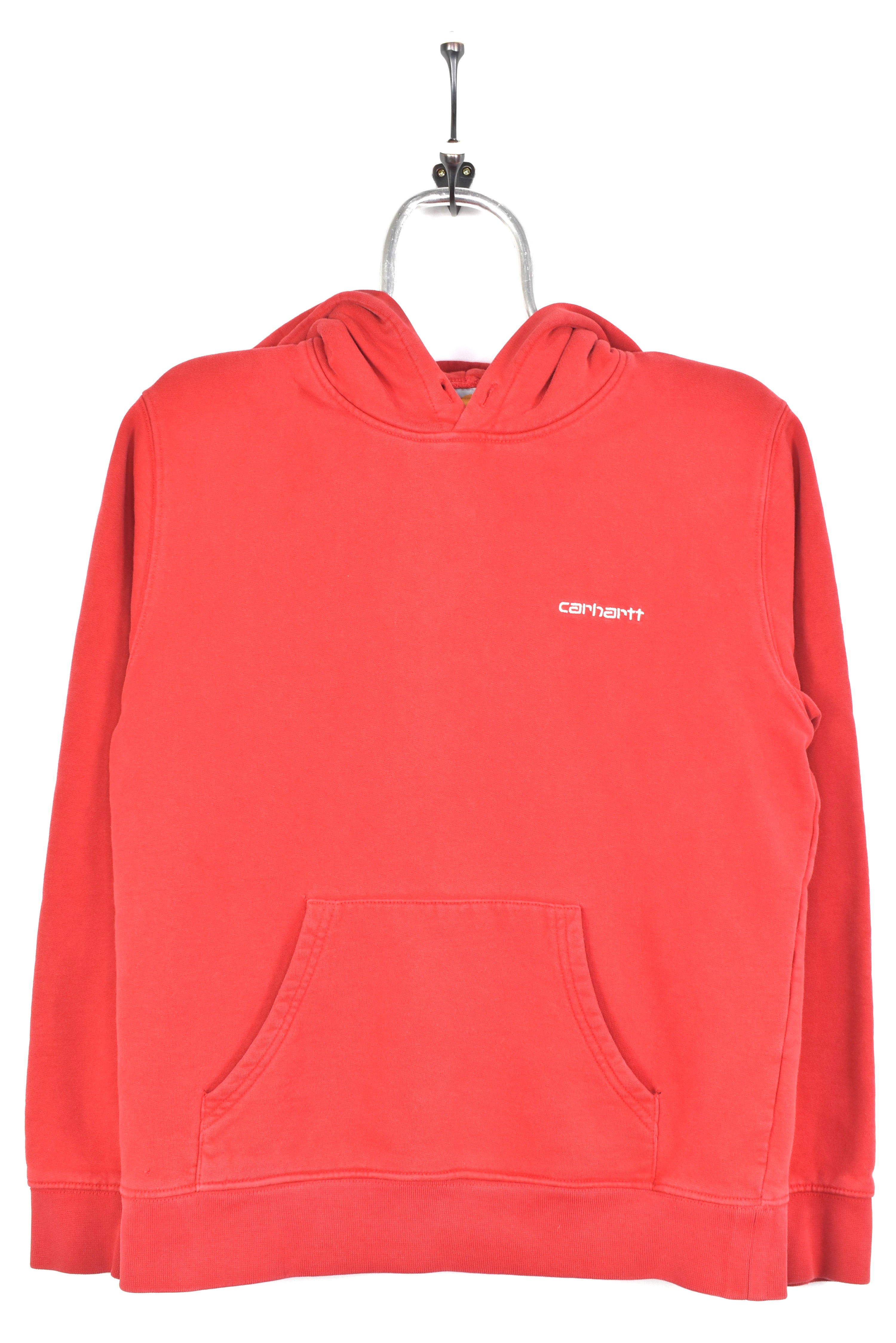 VINTAGE CARHARTT EMBROIDERED RED HOODIE | SMALL CARHARTT