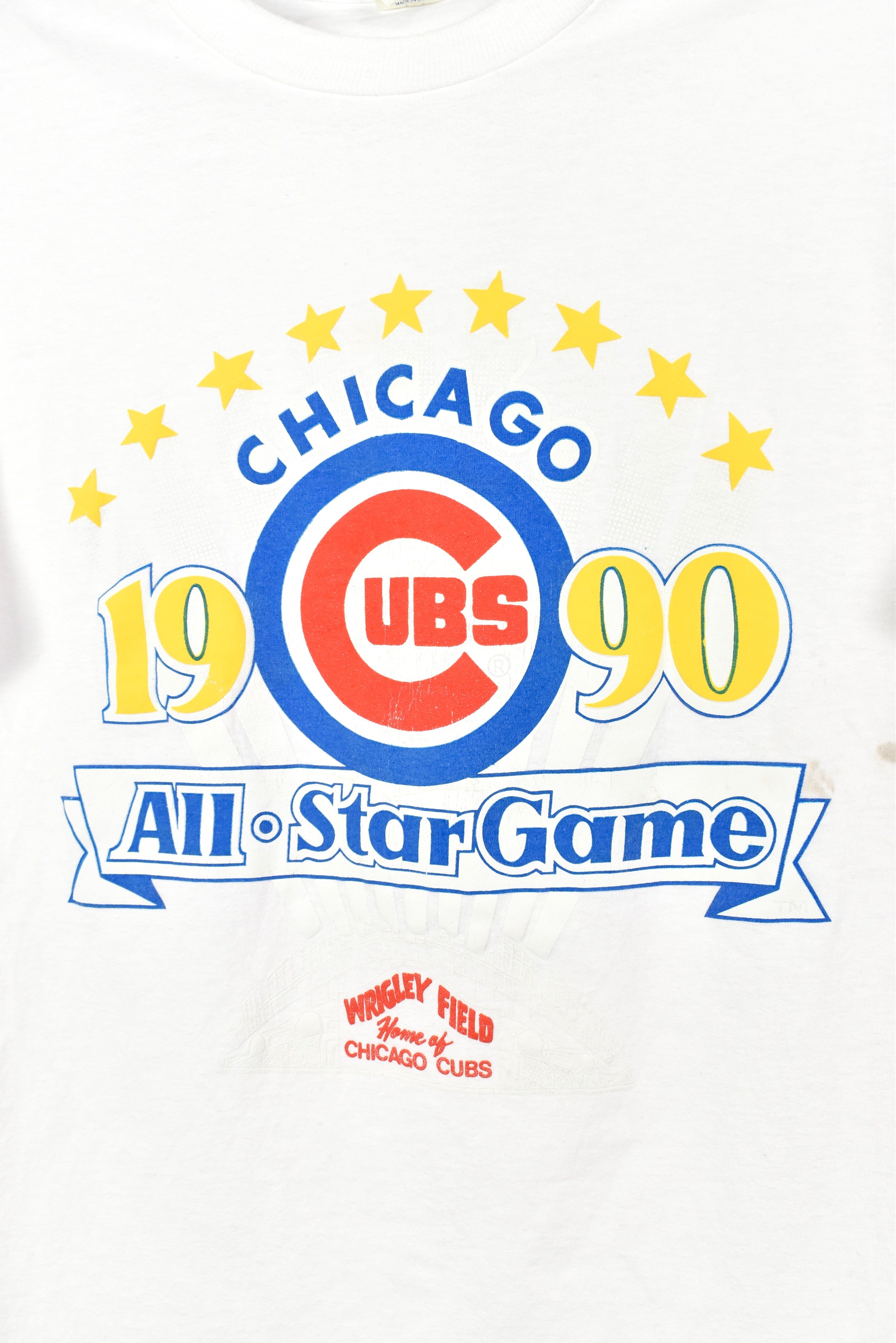 VINTAGE 1990 CHICAGO CUBS WHITE T-SHIRT | LARGE PRO SPORT