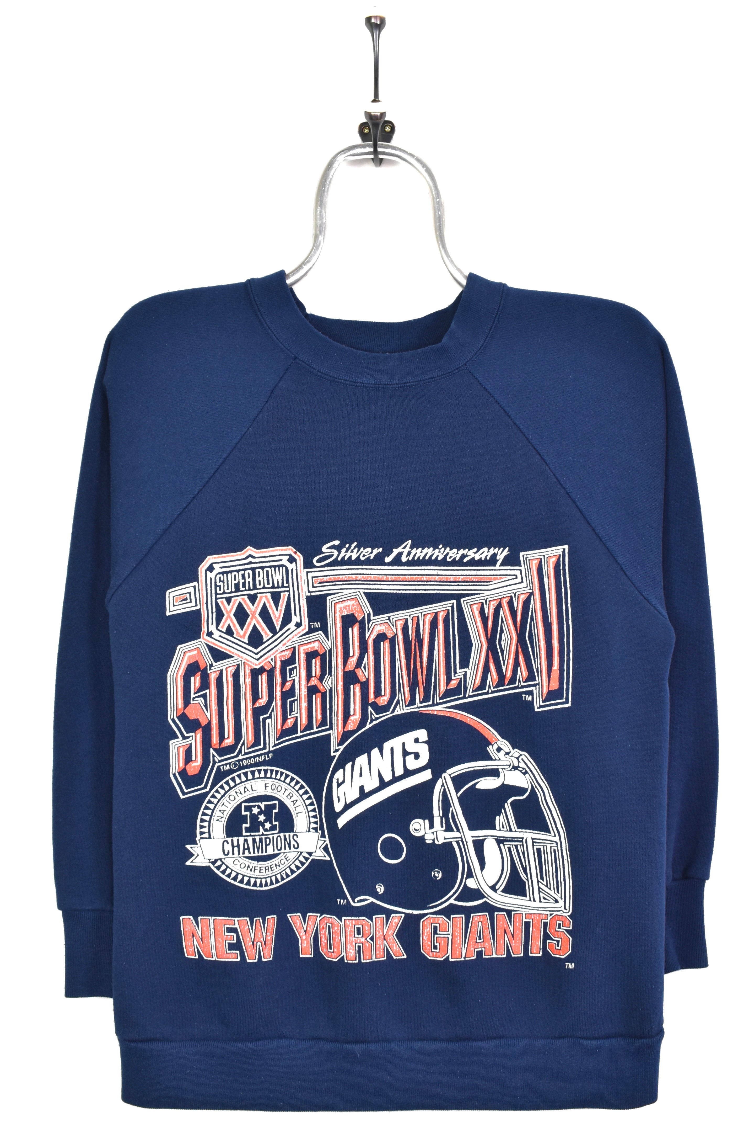 Vintage New York Giants sweatshirt, 1990 NFL Super Bowl graphic crewneck - small, navy blue PRO SPORT