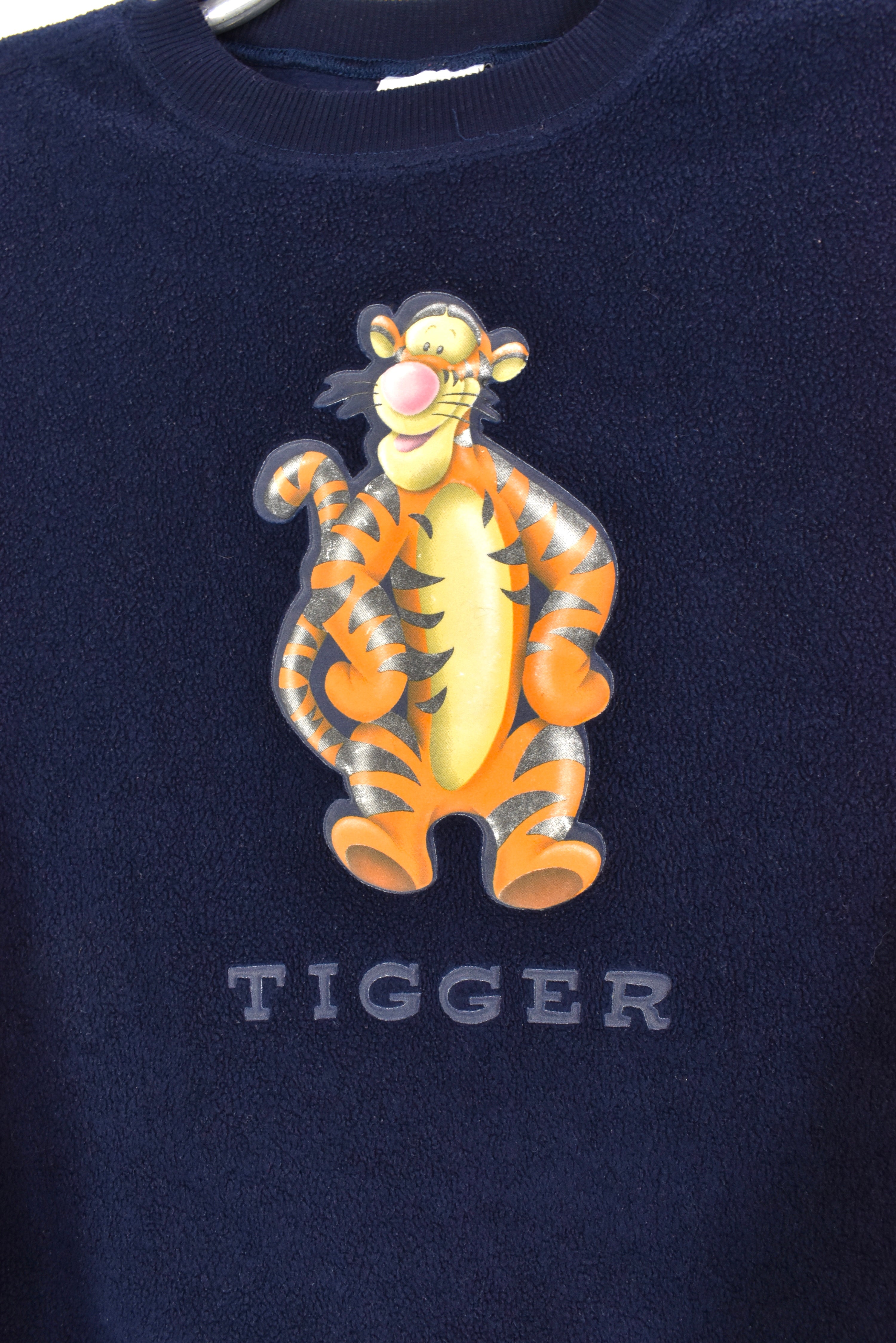VINTAGE WOMEN'S DISNEY TIGGER NAVY FLEECE SWEATSHIRT | SMALL DISNEY / CARTOON