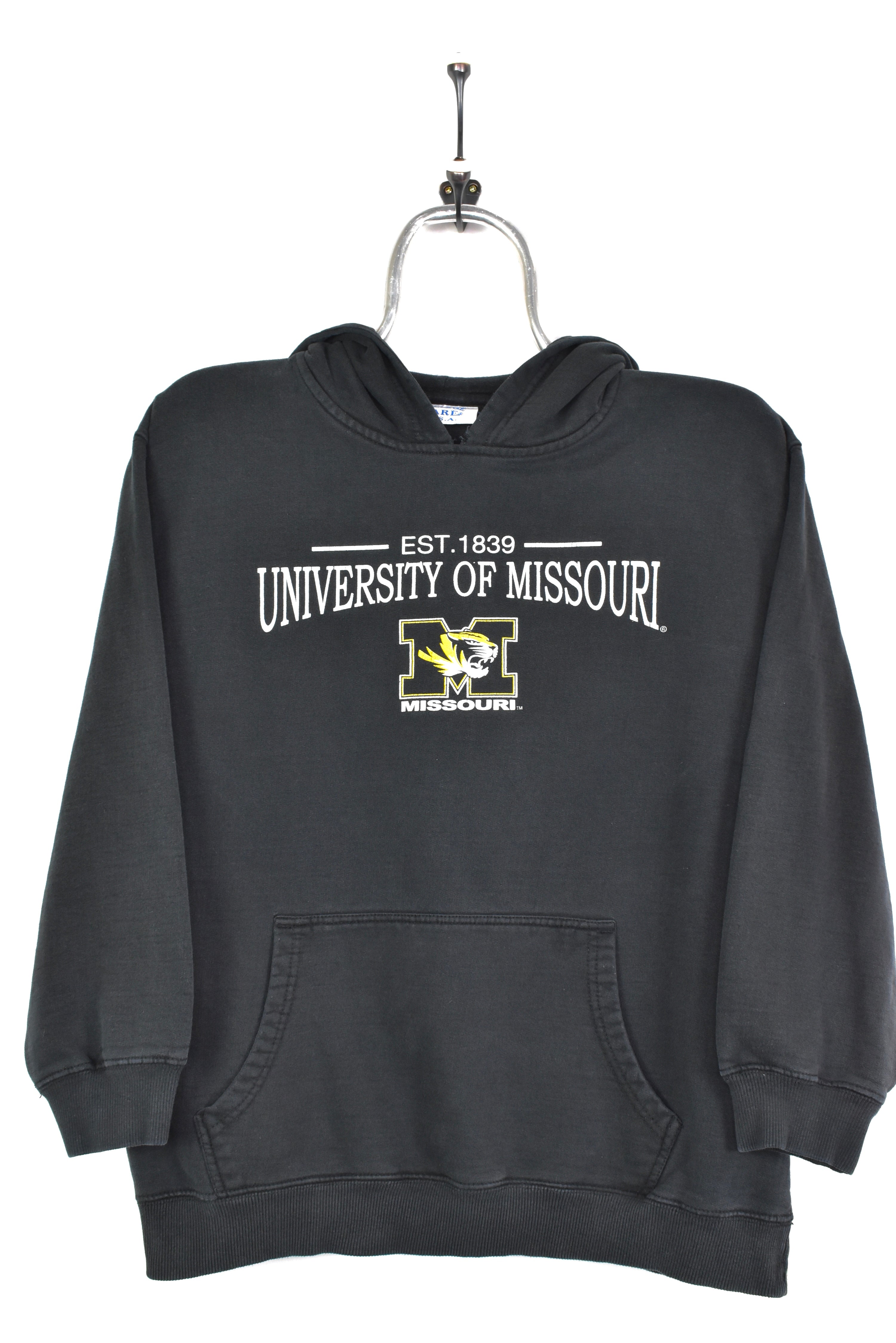 VINTAGE MISSOURI UNIVERSITY BLACK HOODIE | MEDIUM COLLEGE