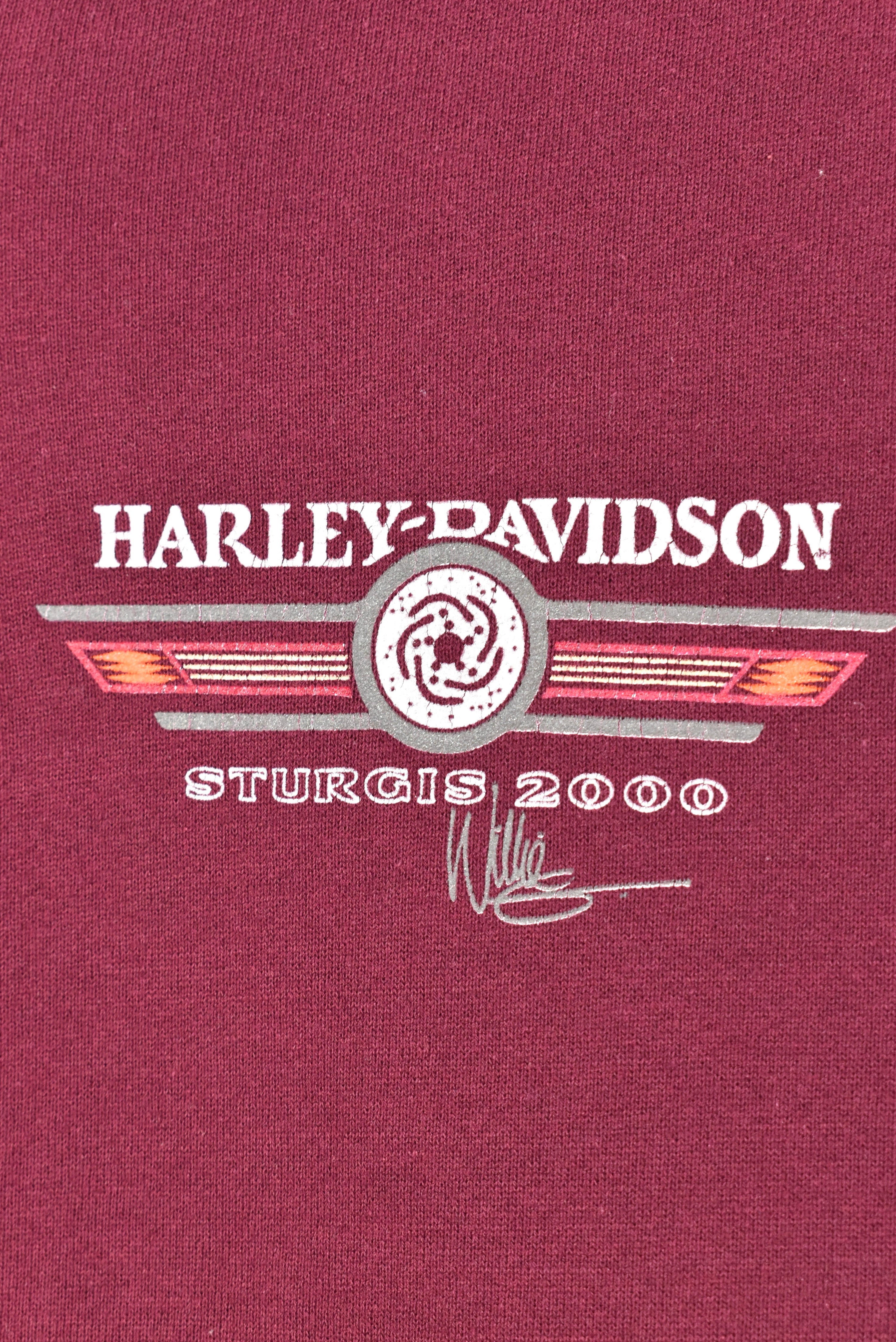 VINTAGE 2000 HARLEY DAVIDSON BURGUNDY 1/4 ZIP SWEATSHIRT | XL HARLEY DAVIDSON