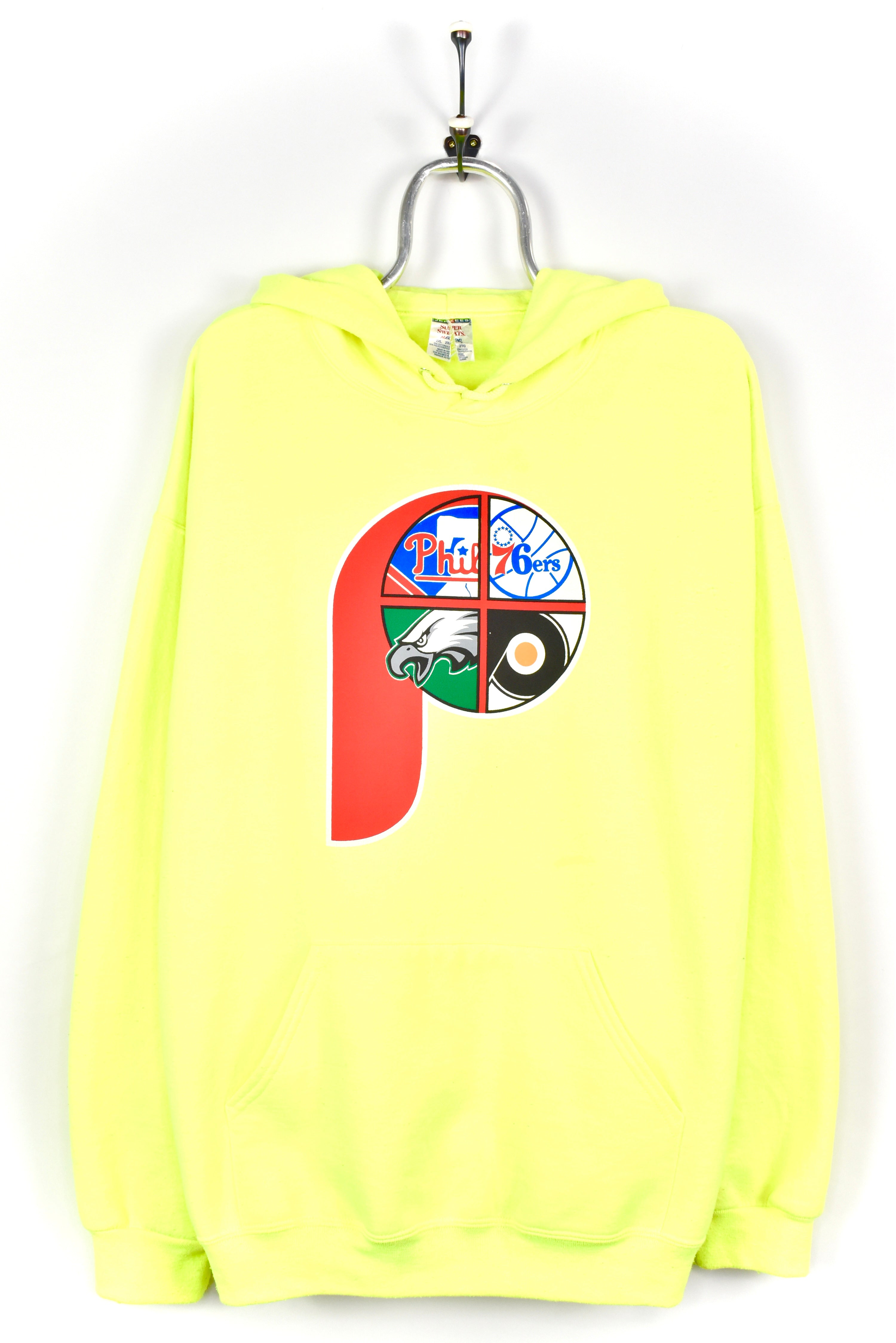 VINTAGE PHILADELPHIA TEAMS NEON YELLOW HOODIE | XXL PRO SPORT