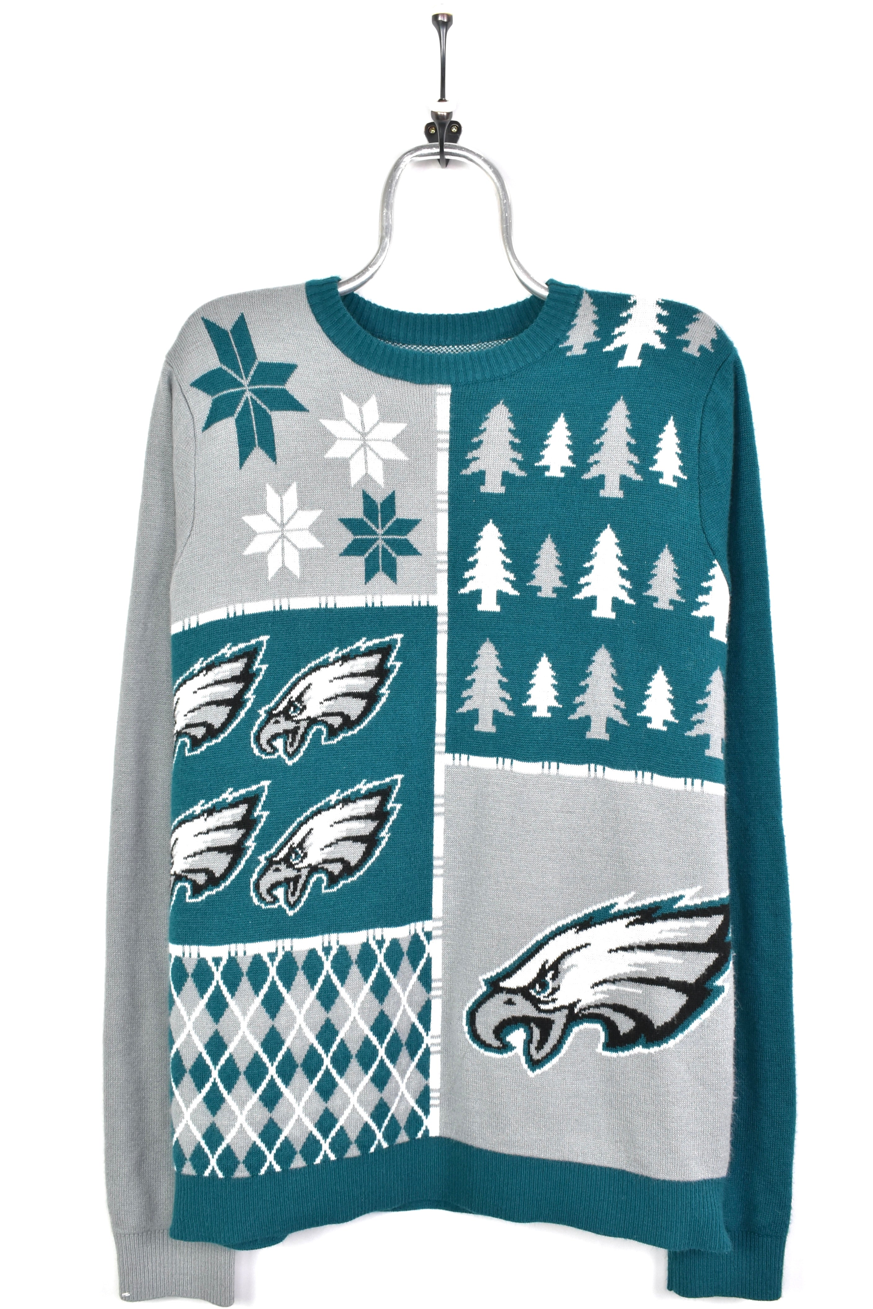 Modern Philadelphia eagles sweatshirt, Christmas graphic knit crewneck - large, green PRO SPORT