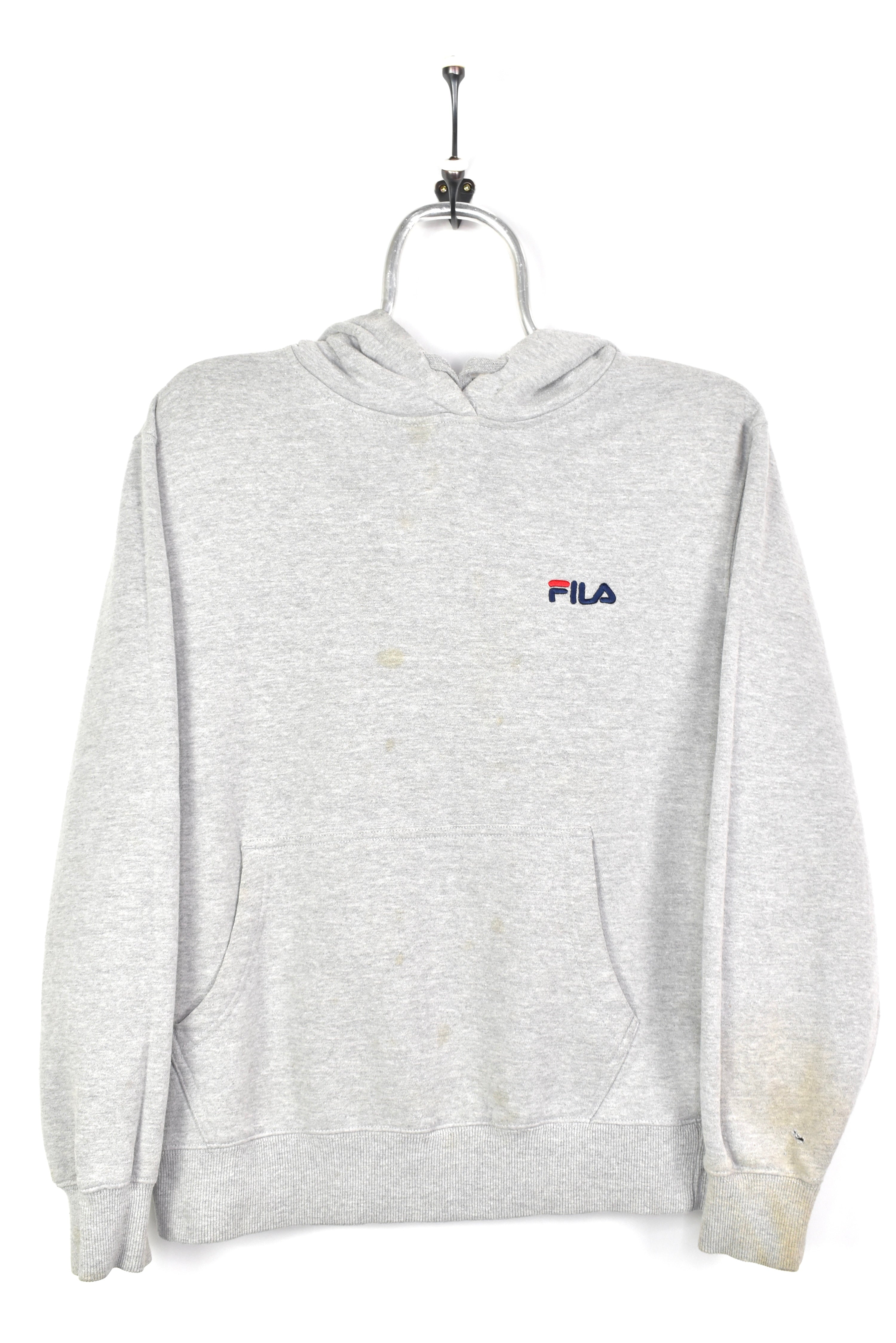 VINTAGE FILA EMBROIDERED GREY HOODIE | SMALL FILA