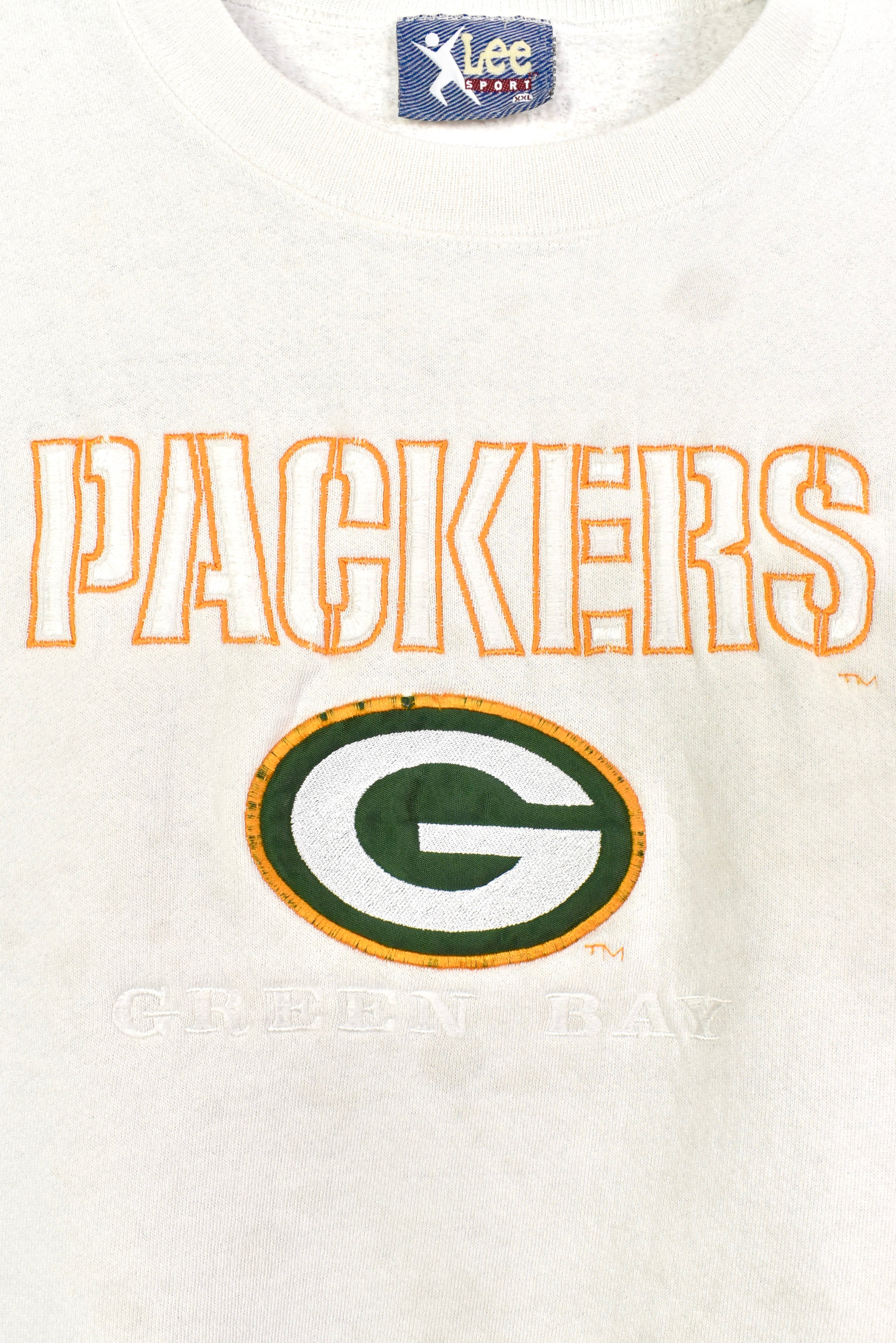 Vintage Green Bay Packers sweatshirt, NFL embroidered crewneck - XXL, white PRO SPORT