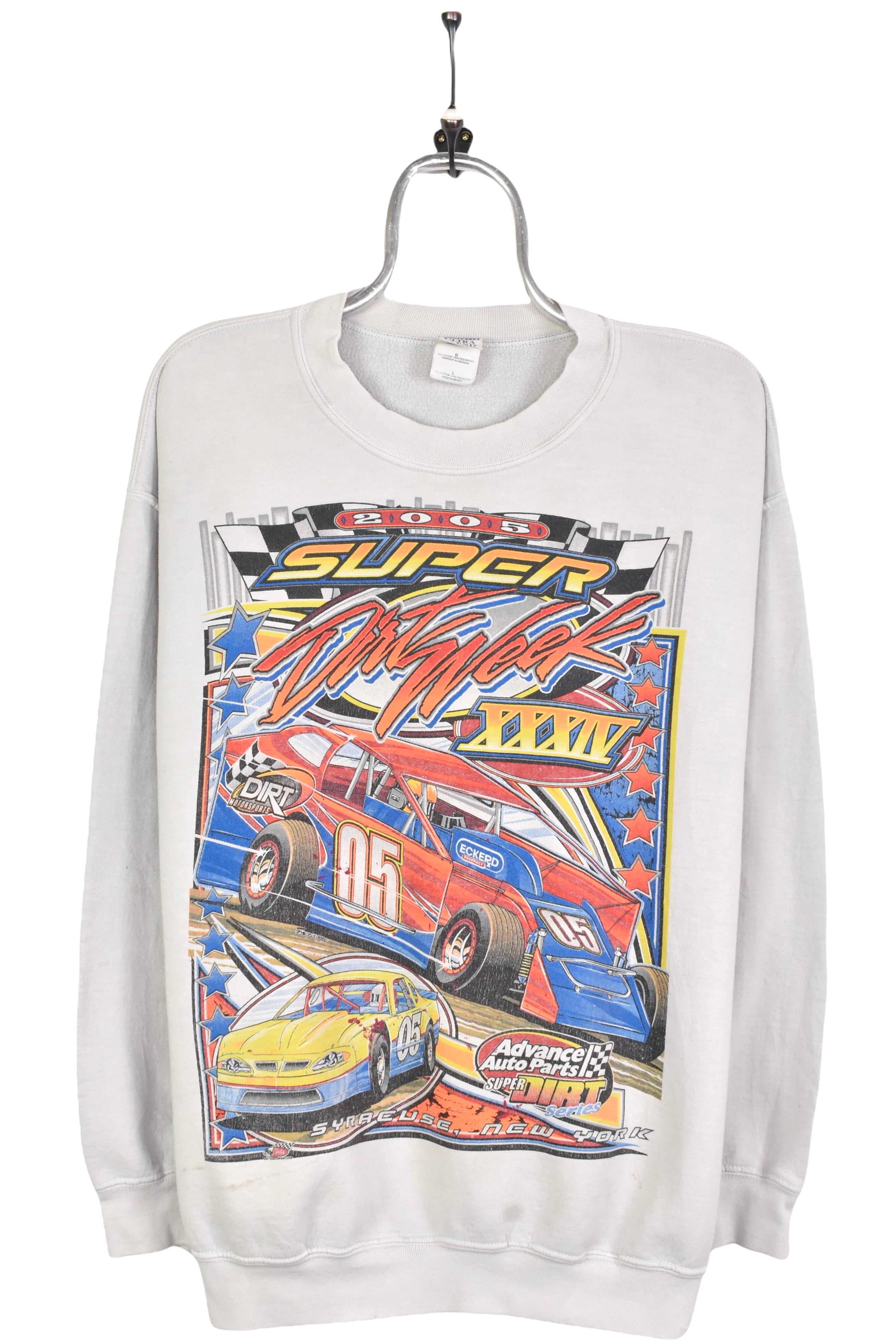 Vintage Super Dirt Series racing grey sweatshirt | Large NASCAR / RACING