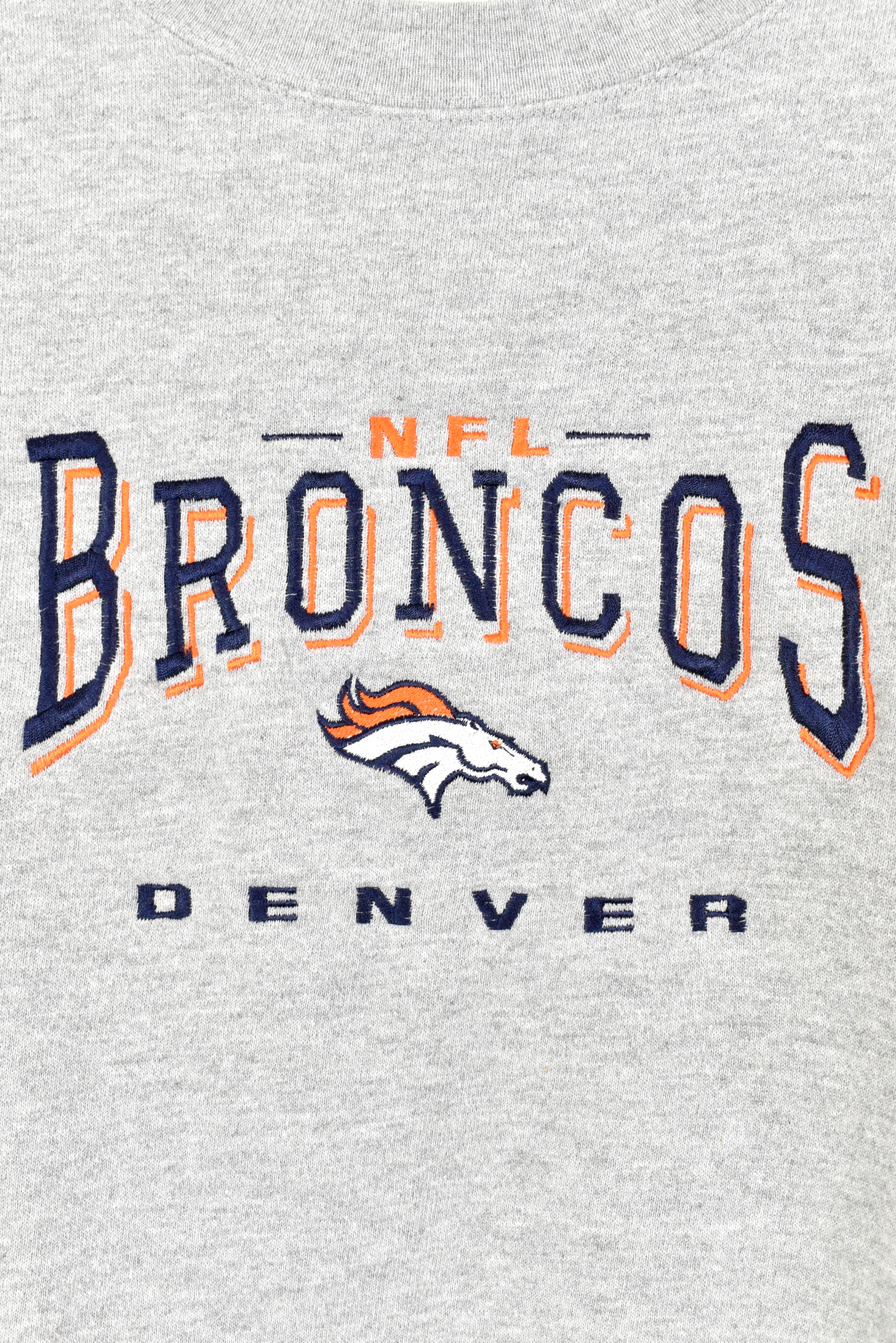 VINTAGE NFL DENVER BRONCOS EMBROIDERED GREY SWEATSHIRT | XXL PRO SPORT