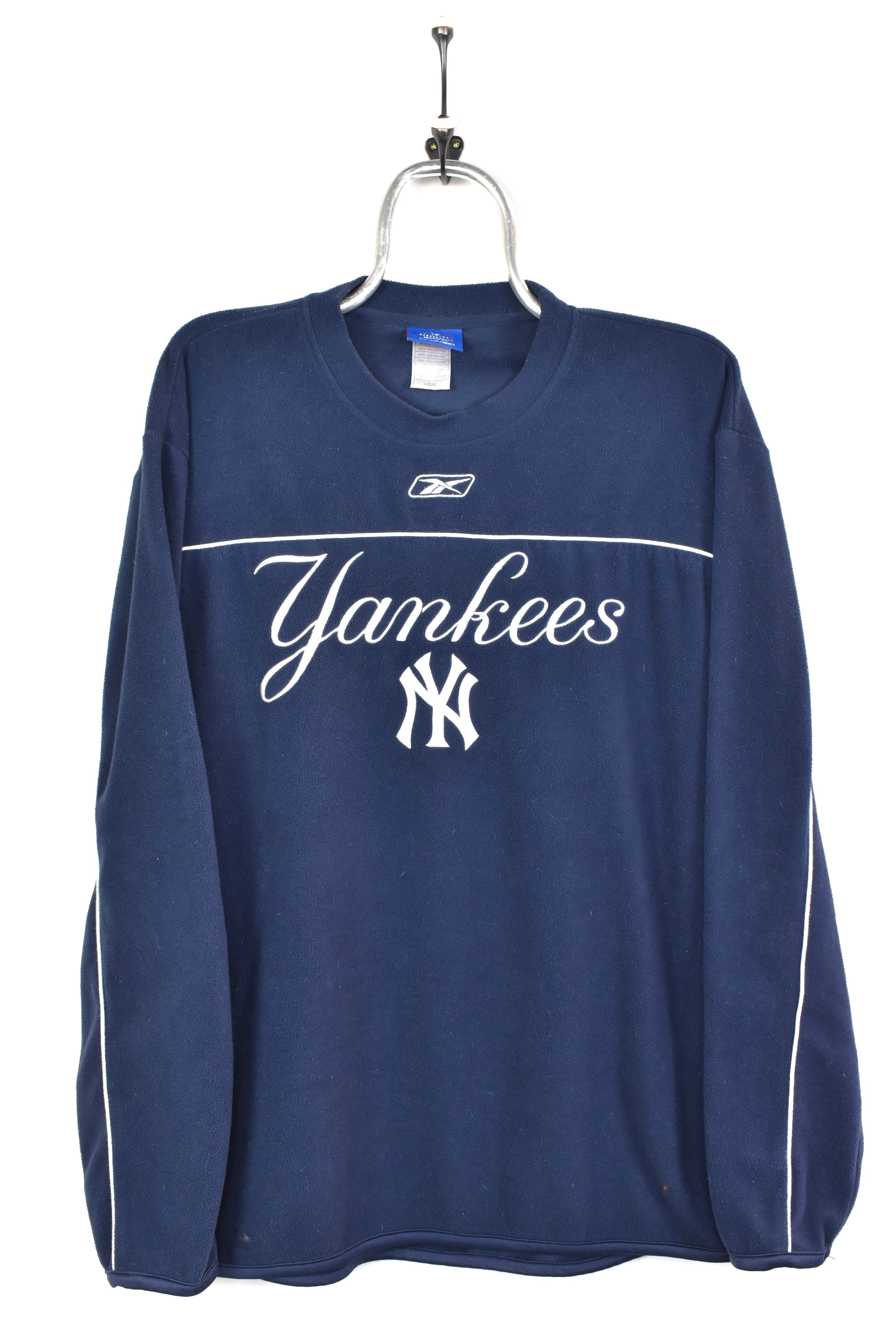 VINTAGE MLB NEW YORK YANKEES EMBROIDERED FLEECE SWEATSHIRT | LARGE PRO SPORT