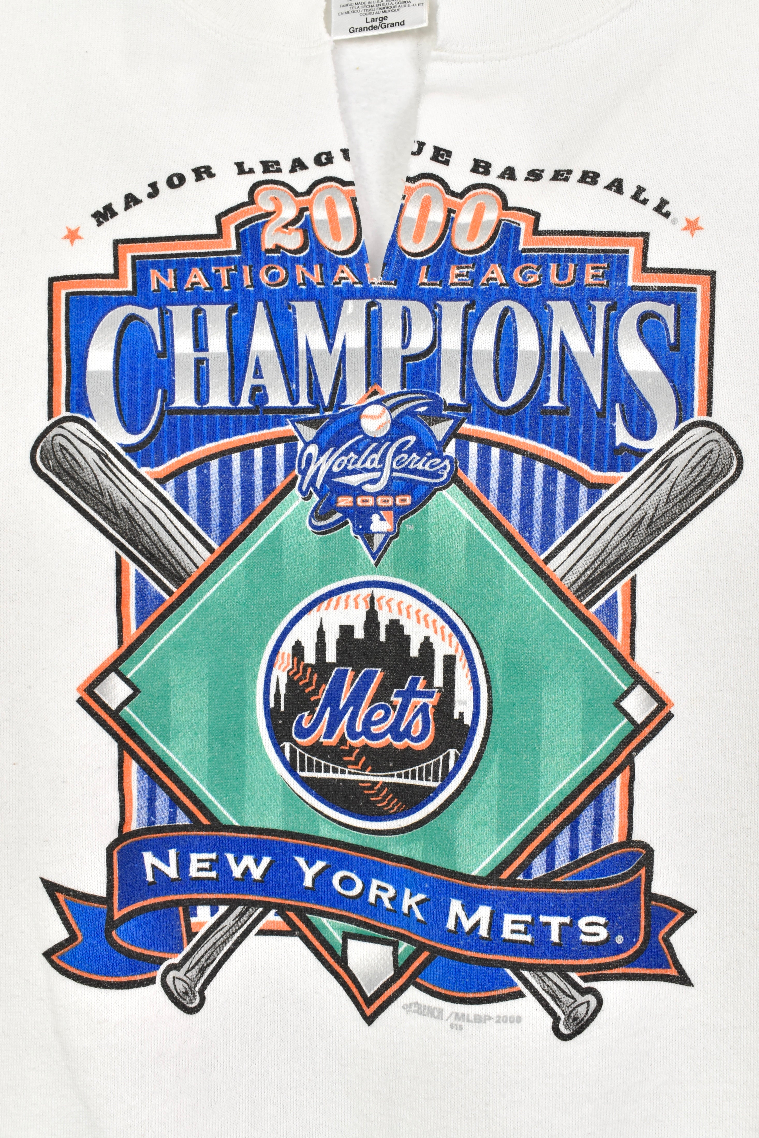 Vintage MLB 2000 World Series New York Mets white sweatshirt | Large PRO SPORT