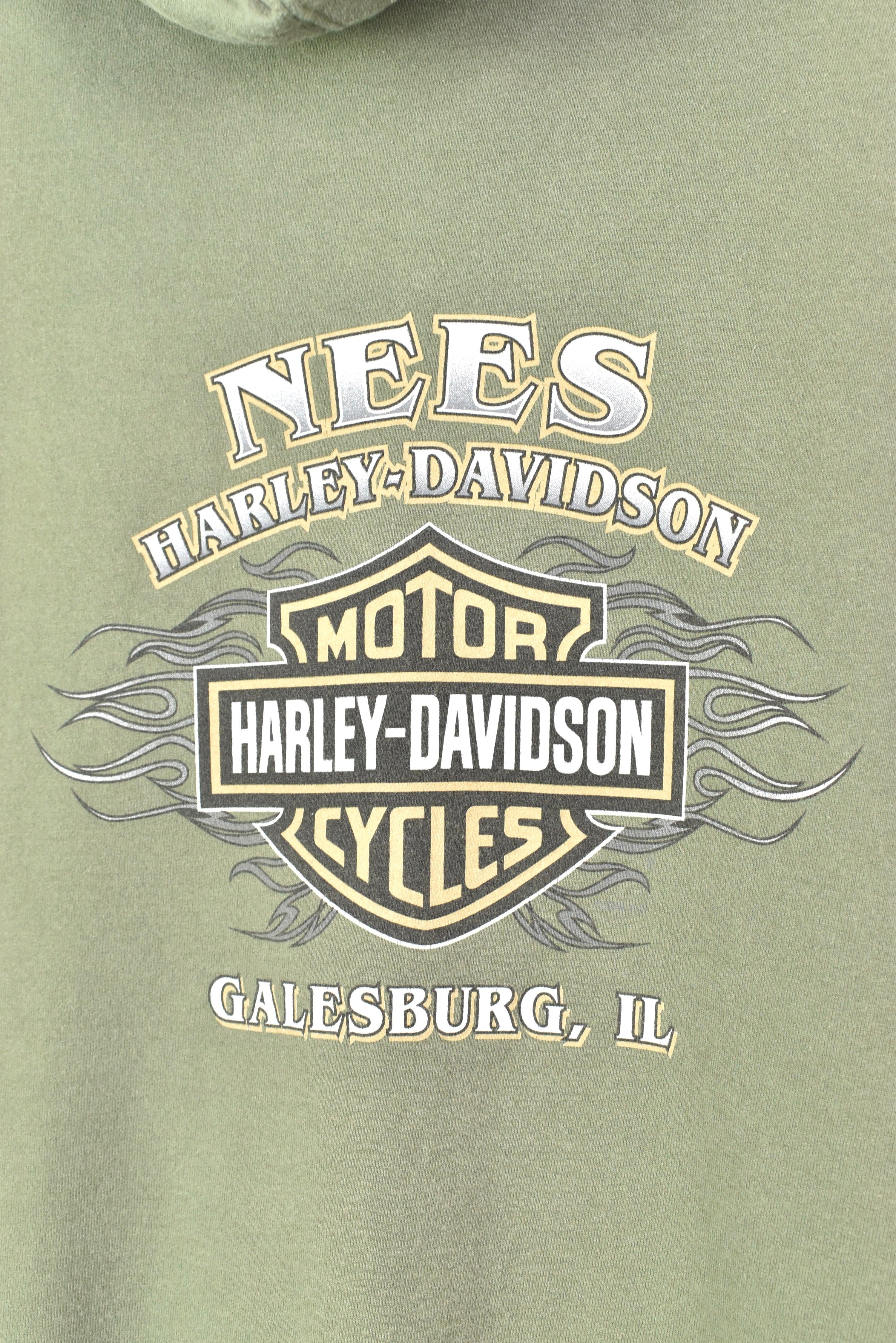 VINTAGE HARLEY DAVIDSON GREEN HOODIE | XL HARLEY DAVIDSON