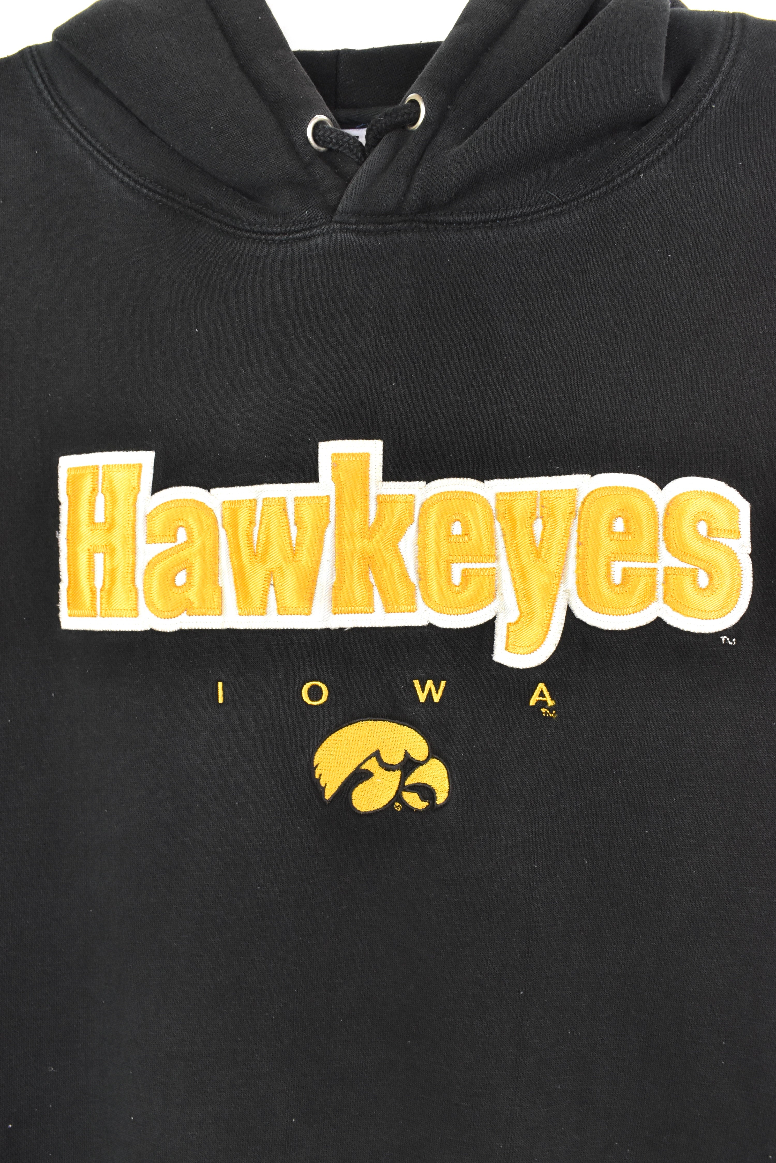 VINTAGE IOWA UNIVERSITY EMBROIDERED BLACK HOODIE | XXXL COLLEGE