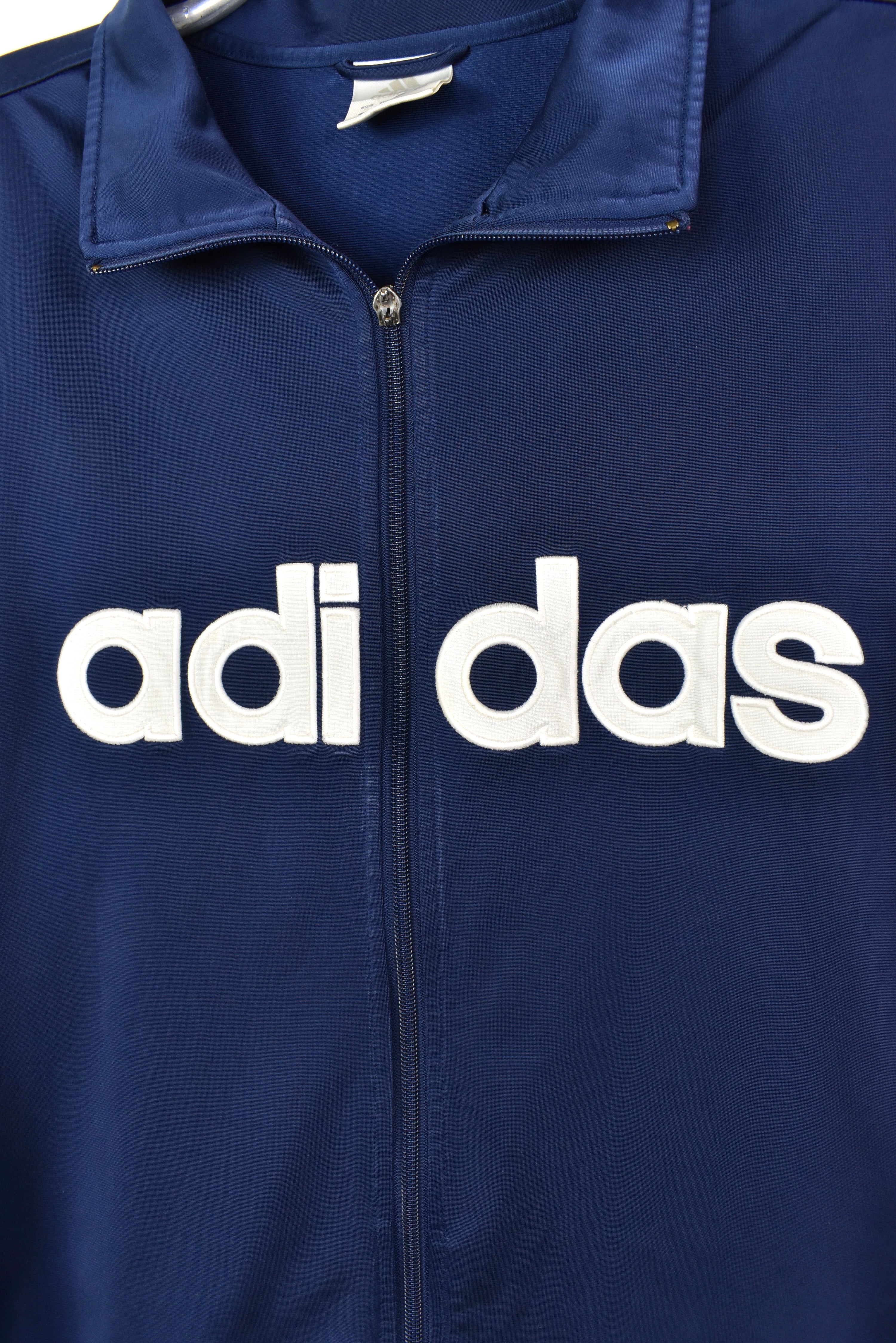 VINTAGE ADIDAS EMBROIDERED NAVY TRACK JACKET | XL ADIDAS