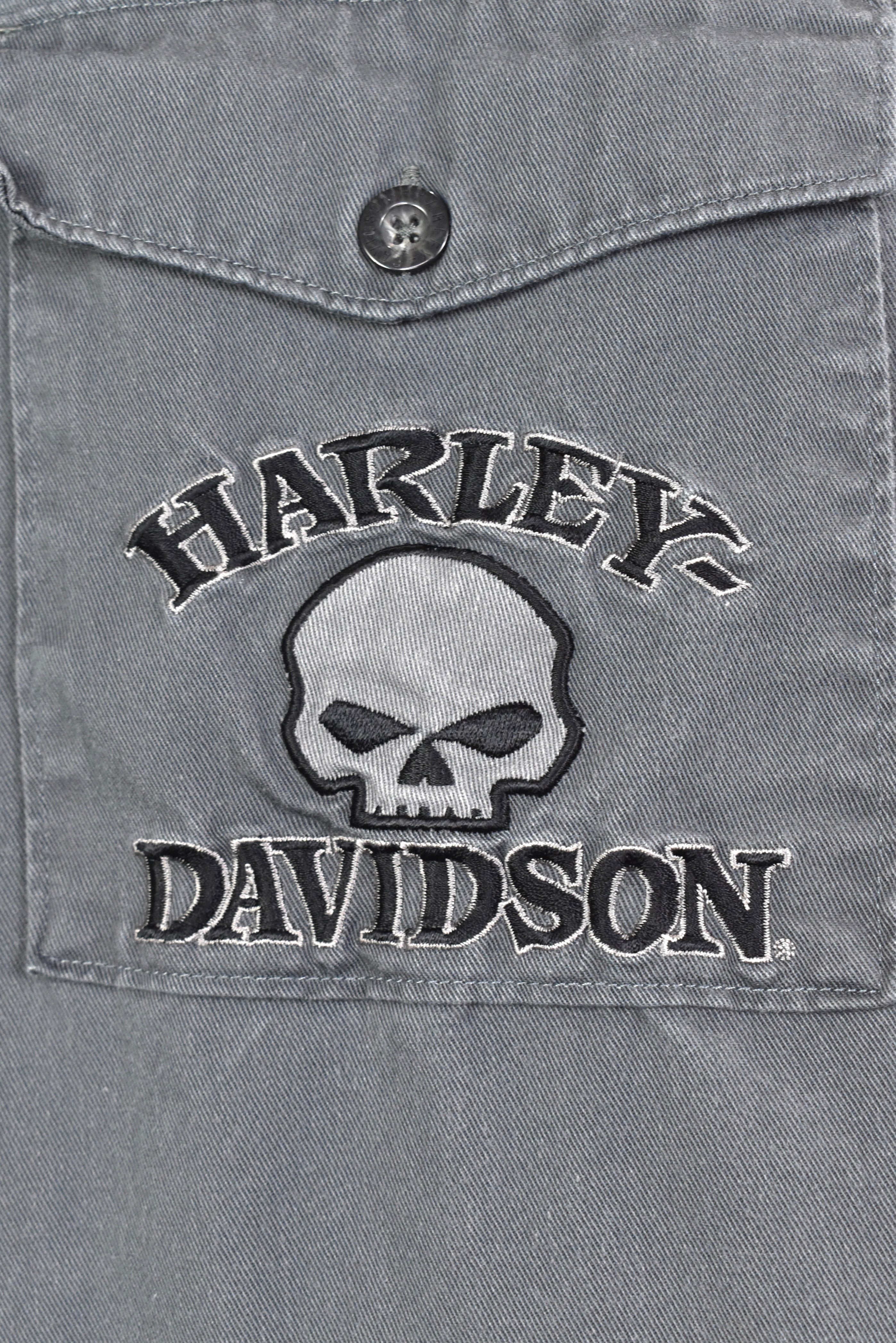 Modern Harley Davidson shirt, button up collared embroidered tee - AU XL HARLEY DAVIDSON