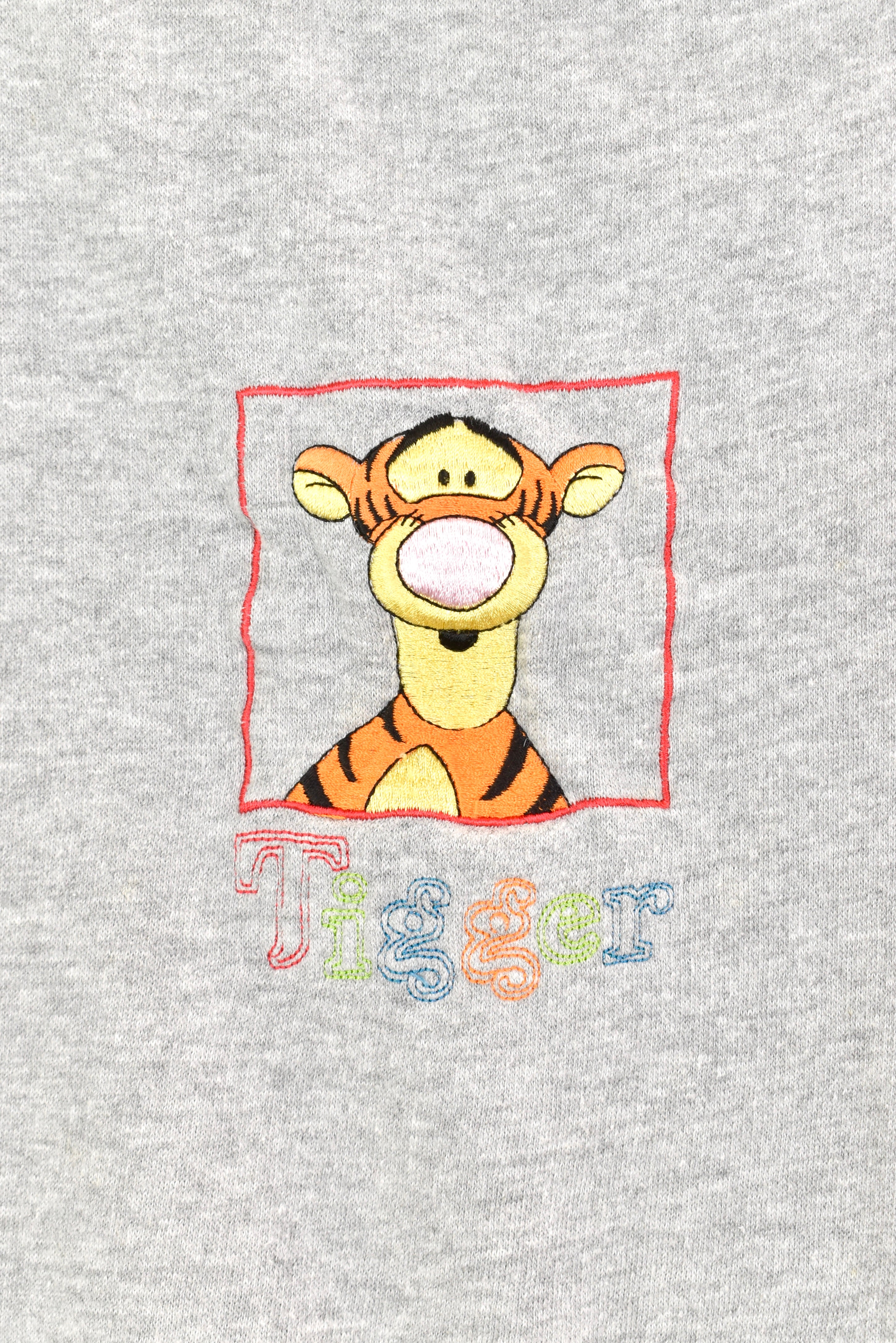 Women's vintage Disney sweatshirt, Tigger cartoon embroidered crewneck - large, grey DISNEY / CARTOON
