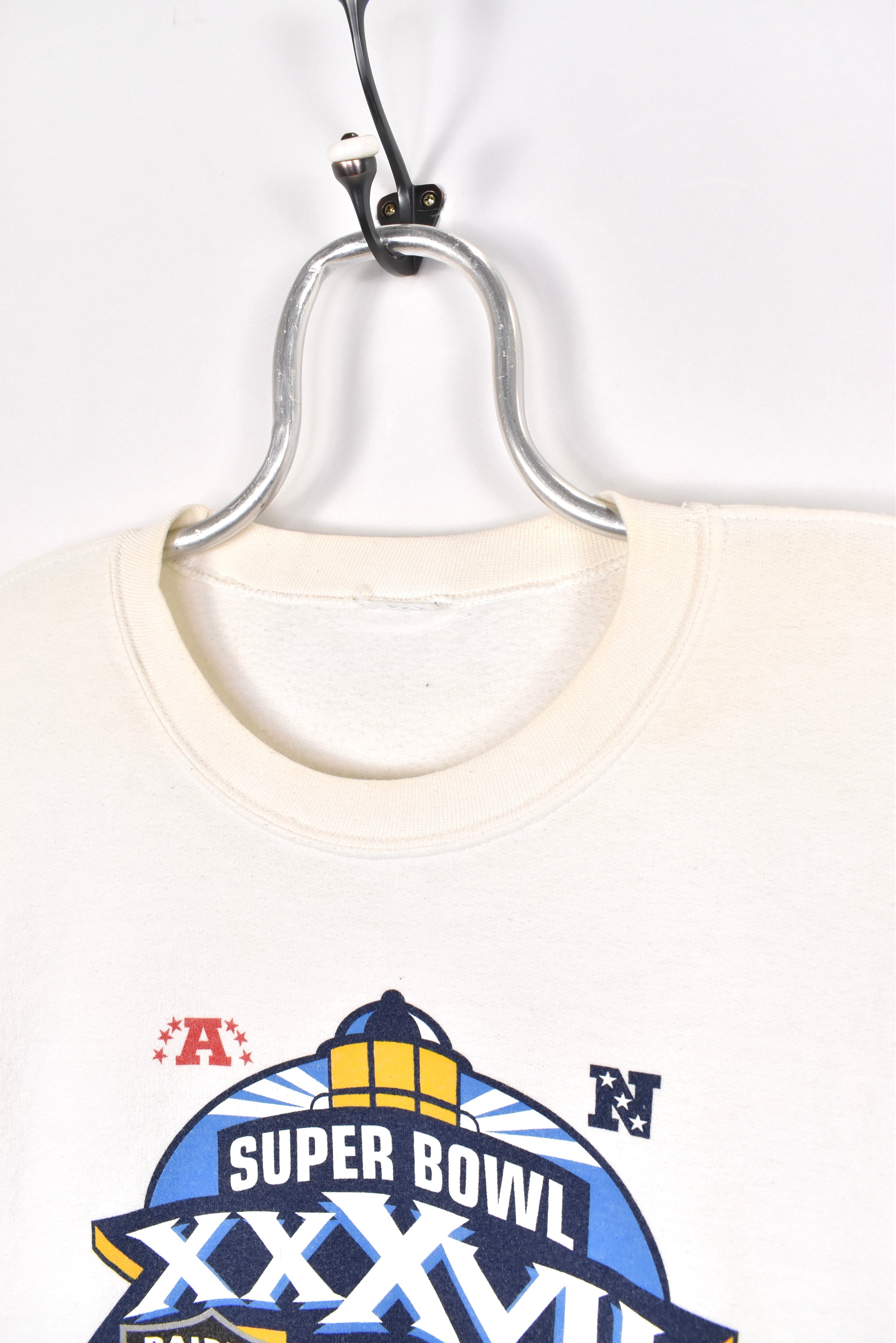 Vintage Super Bowl sweatshirt, NFL Raiders Buccs white graphic crewneck - AU XXL PRO SPORT