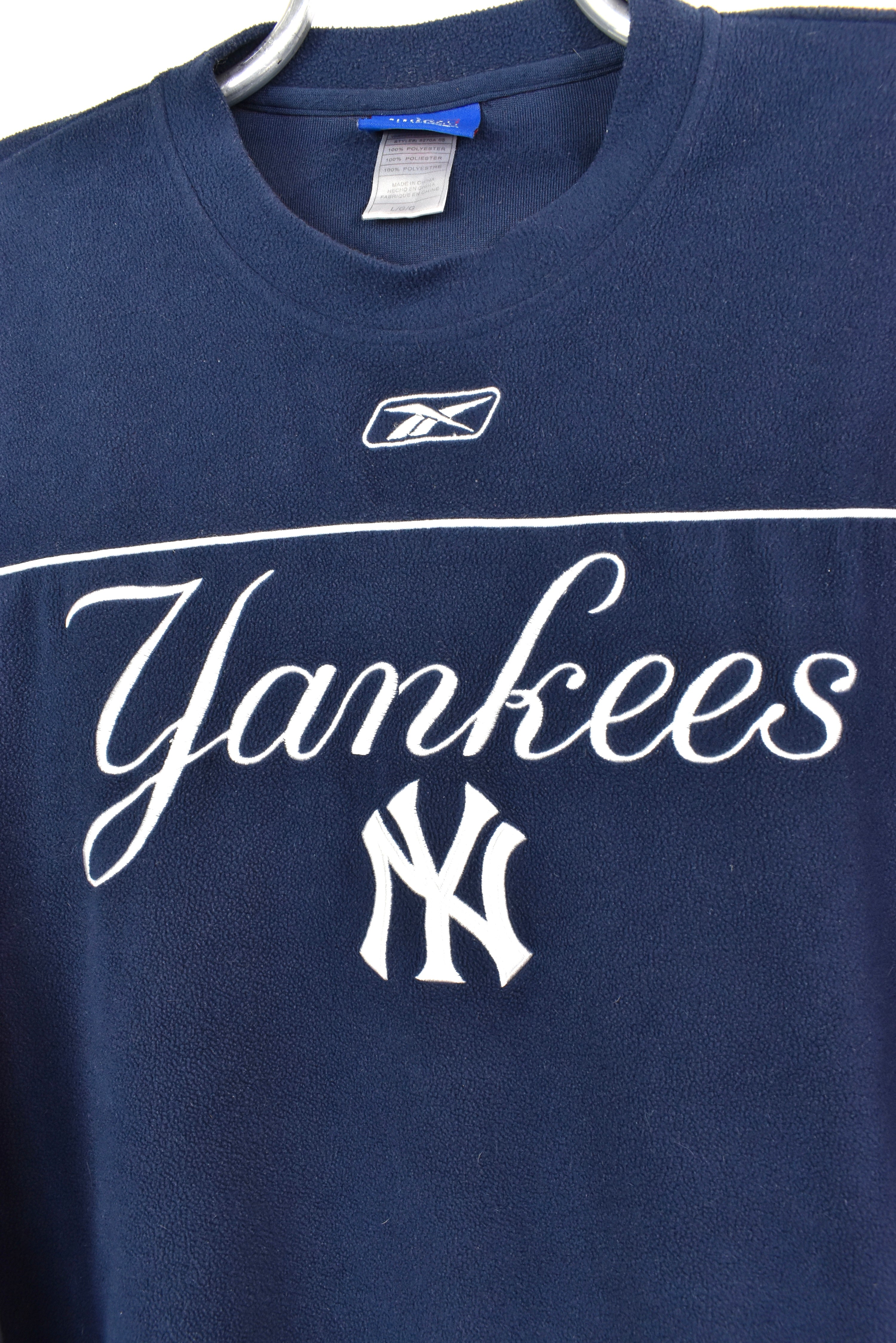 VINTAGE MLB NEW YORK YANKEES EMBROIDERED FLEECE SWEATSHIRT | LARGE PRO SPORT