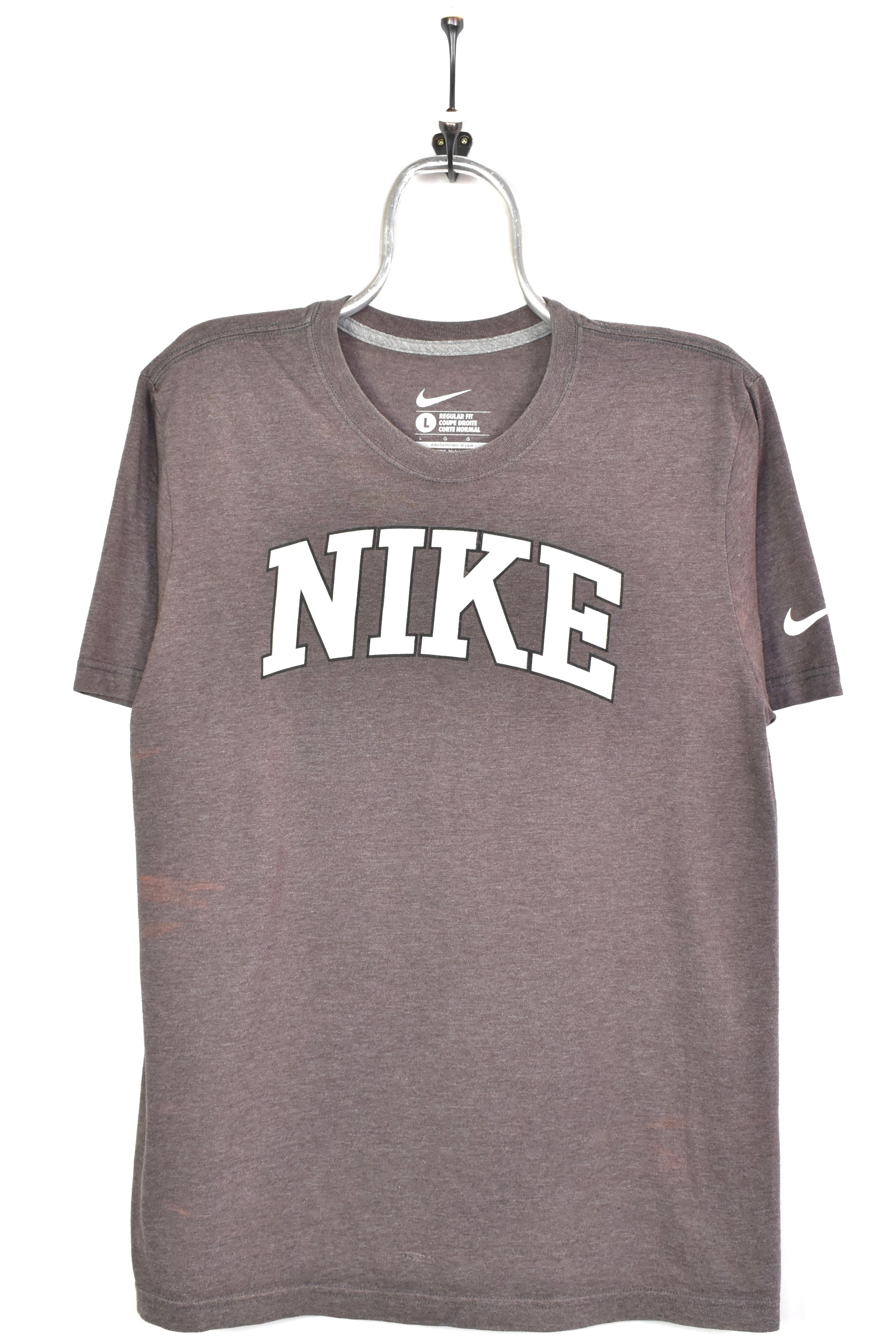 Modern Nike shirt, short sleeve graphic tee - medium, brown NIKE