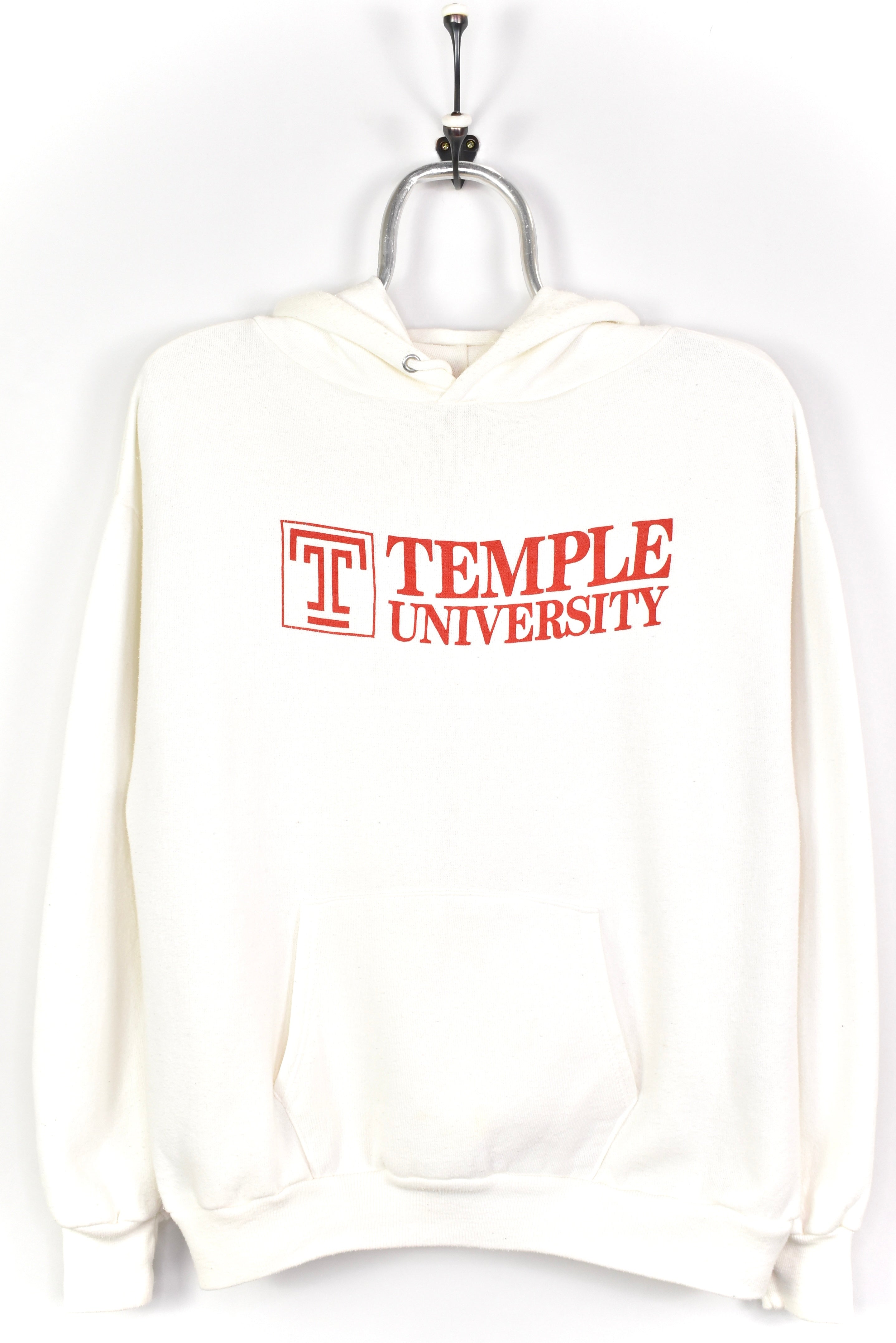 VINTAGE TEMPLE UNIVERSITY WHITE HOODIE | LARGE COLLEGE