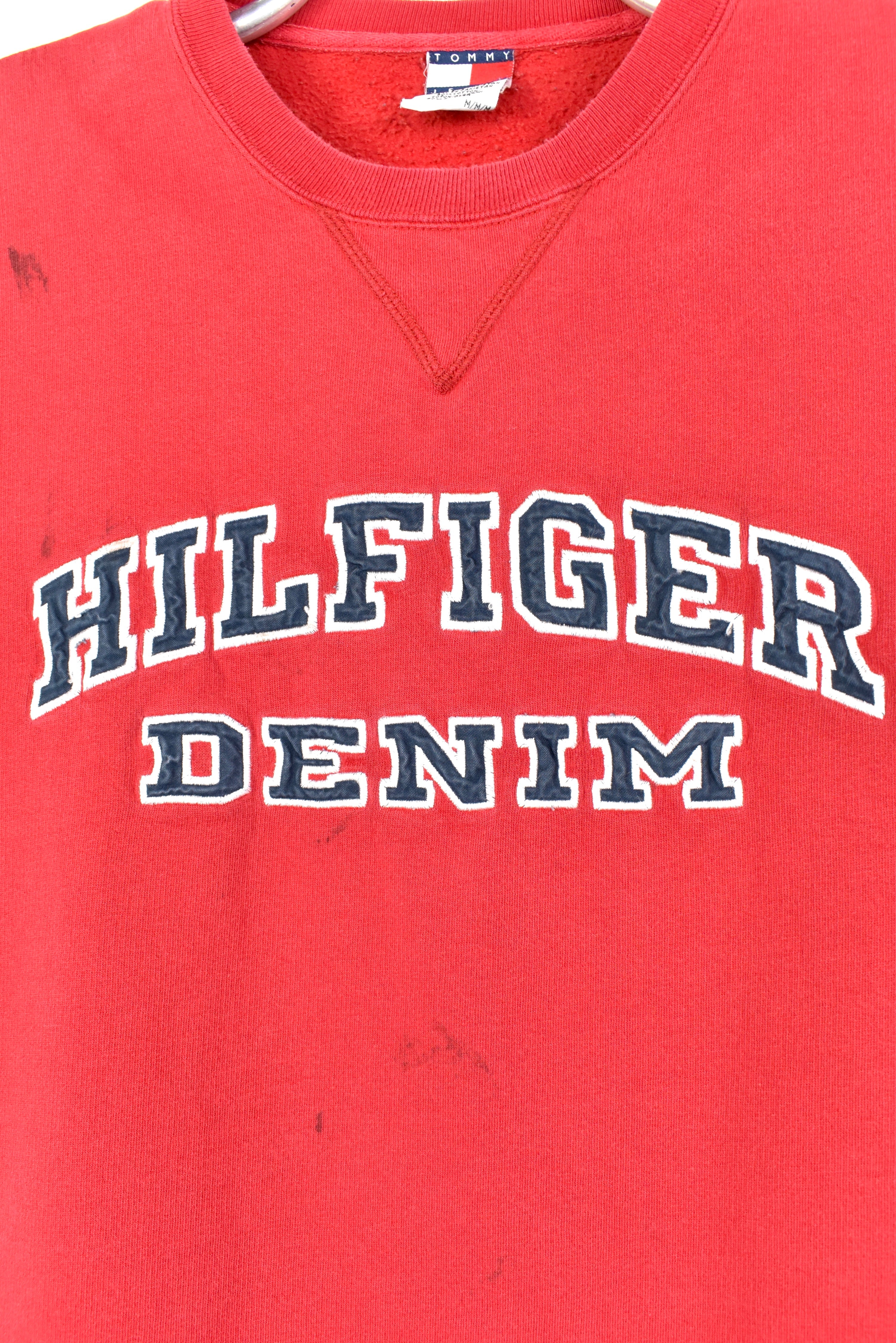 Vintage Tommy Hilfiger sweatshirt, red embroidered crewneck - AU Large TOMMY HILFIGER