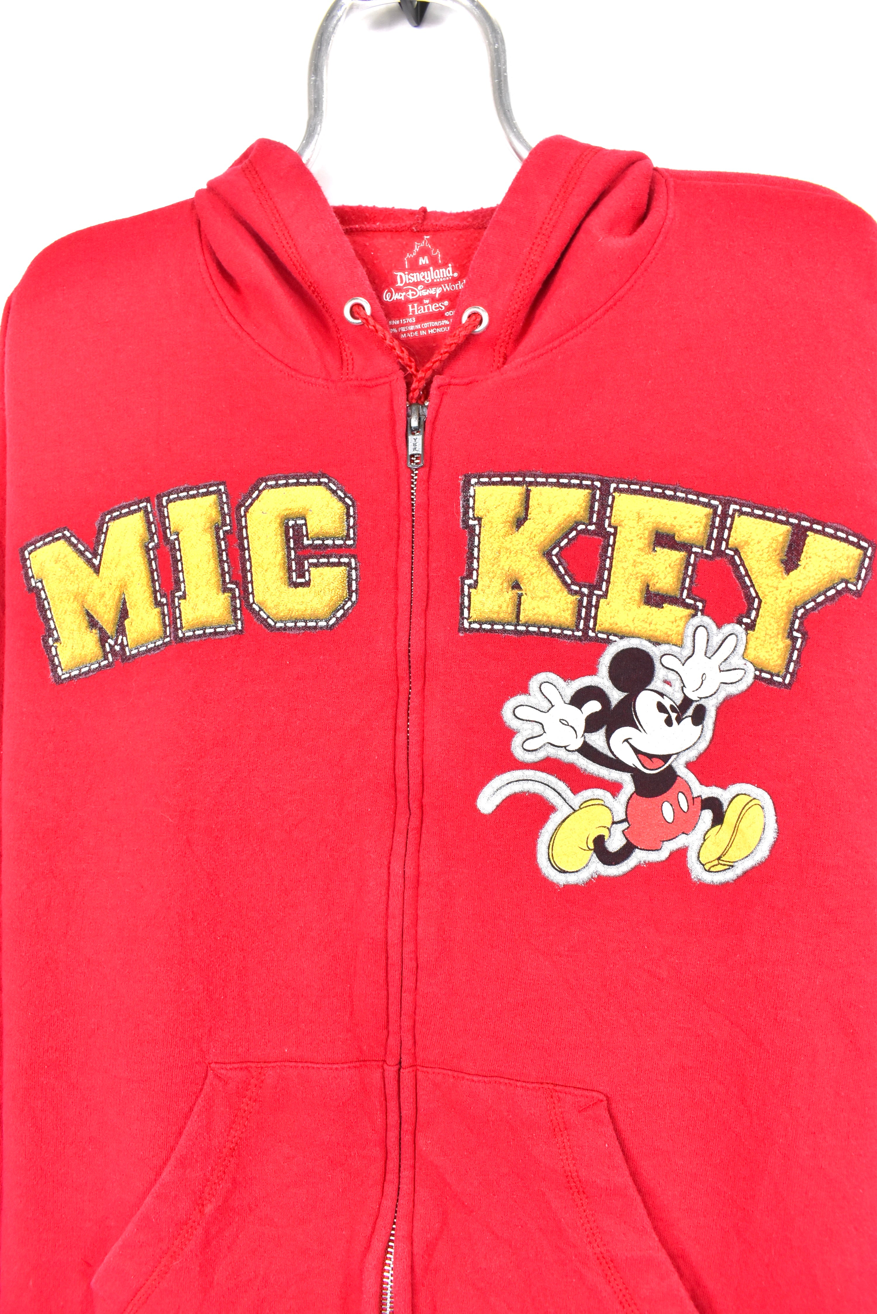 Vintage Mickey Mouse hoodie, Disney red graphic sweatshirt - AU M DISNEY / CARTOON