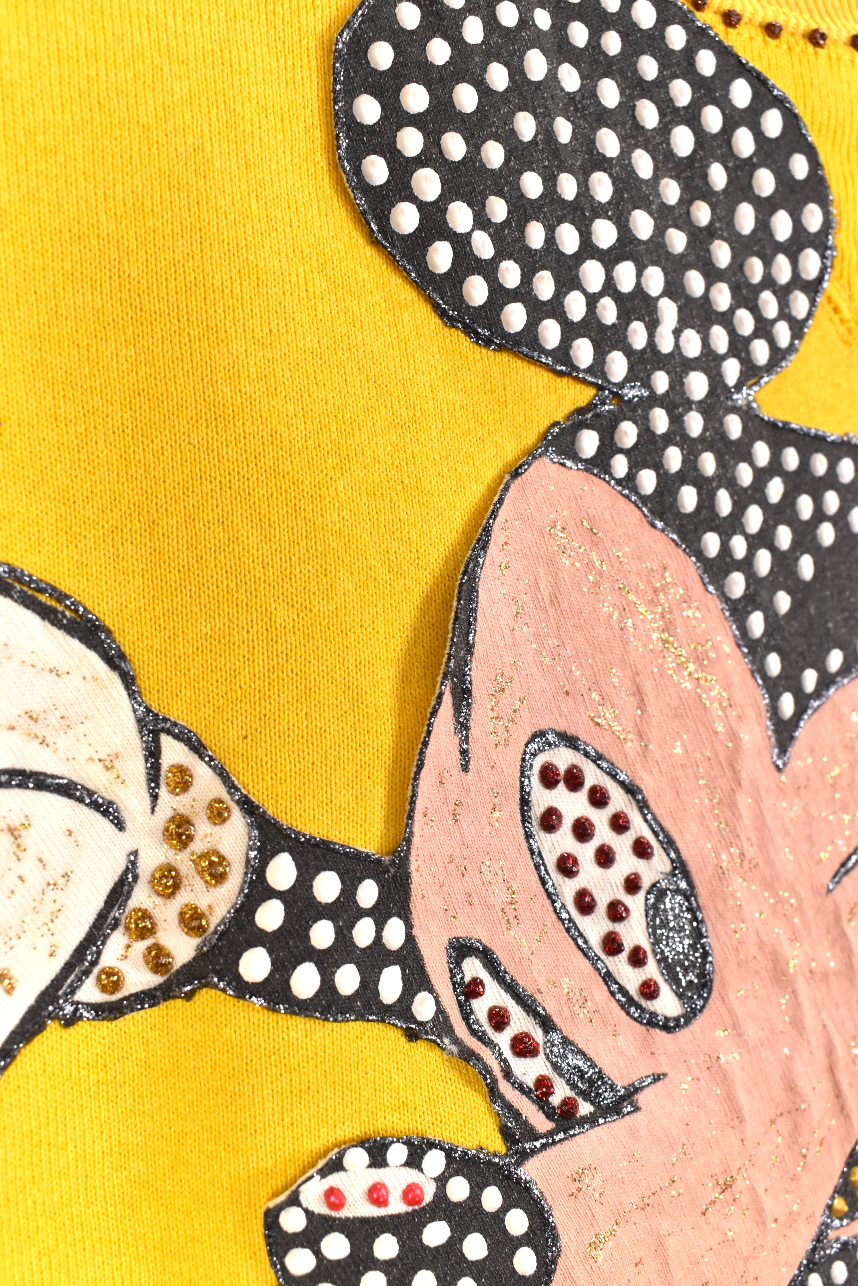 Custom Mickey Mouse sweatshirt, yellow graphic crewneck - AU S DISNEY / CARTOON