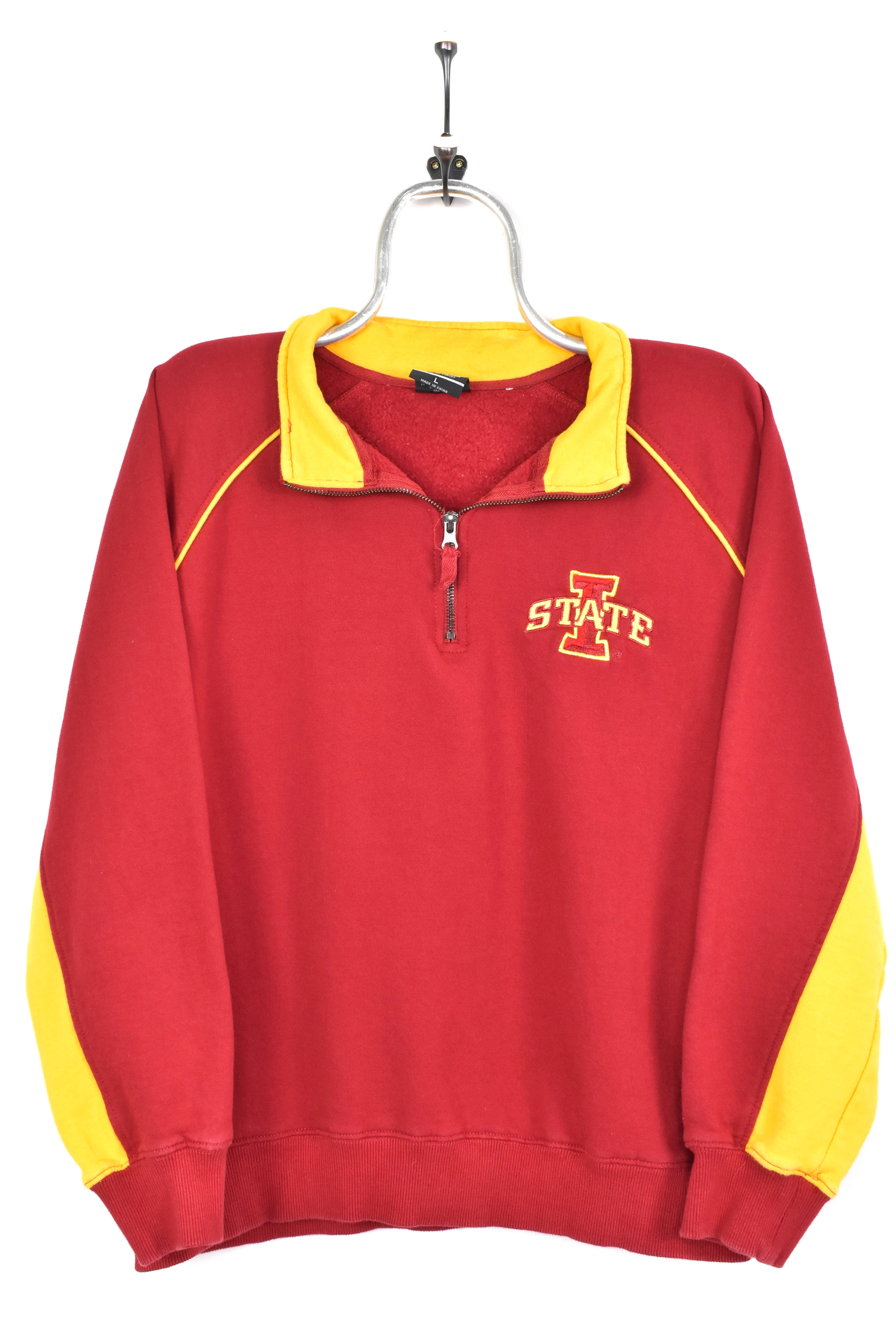 VINTAGE IOWA STATE UNIVERSITY EMBROIDERED 1/4 ZIP SWEATSHIRT | LARGE COLLEGE