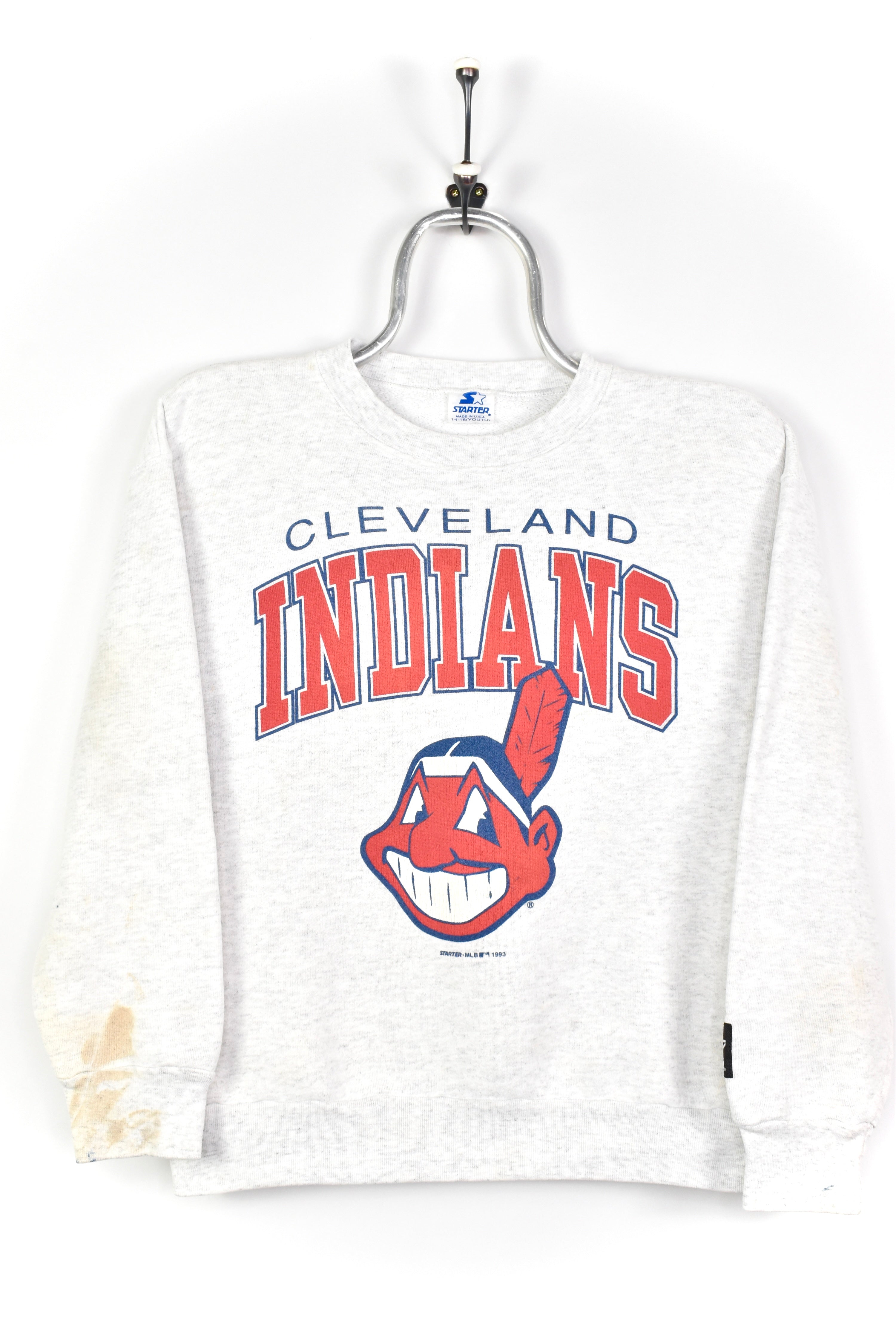VINTAGE 1993 WOMEN'S MLB CLEVELAND INDIANS GREY SWEATSHIRT | SMALL PRO SPORT