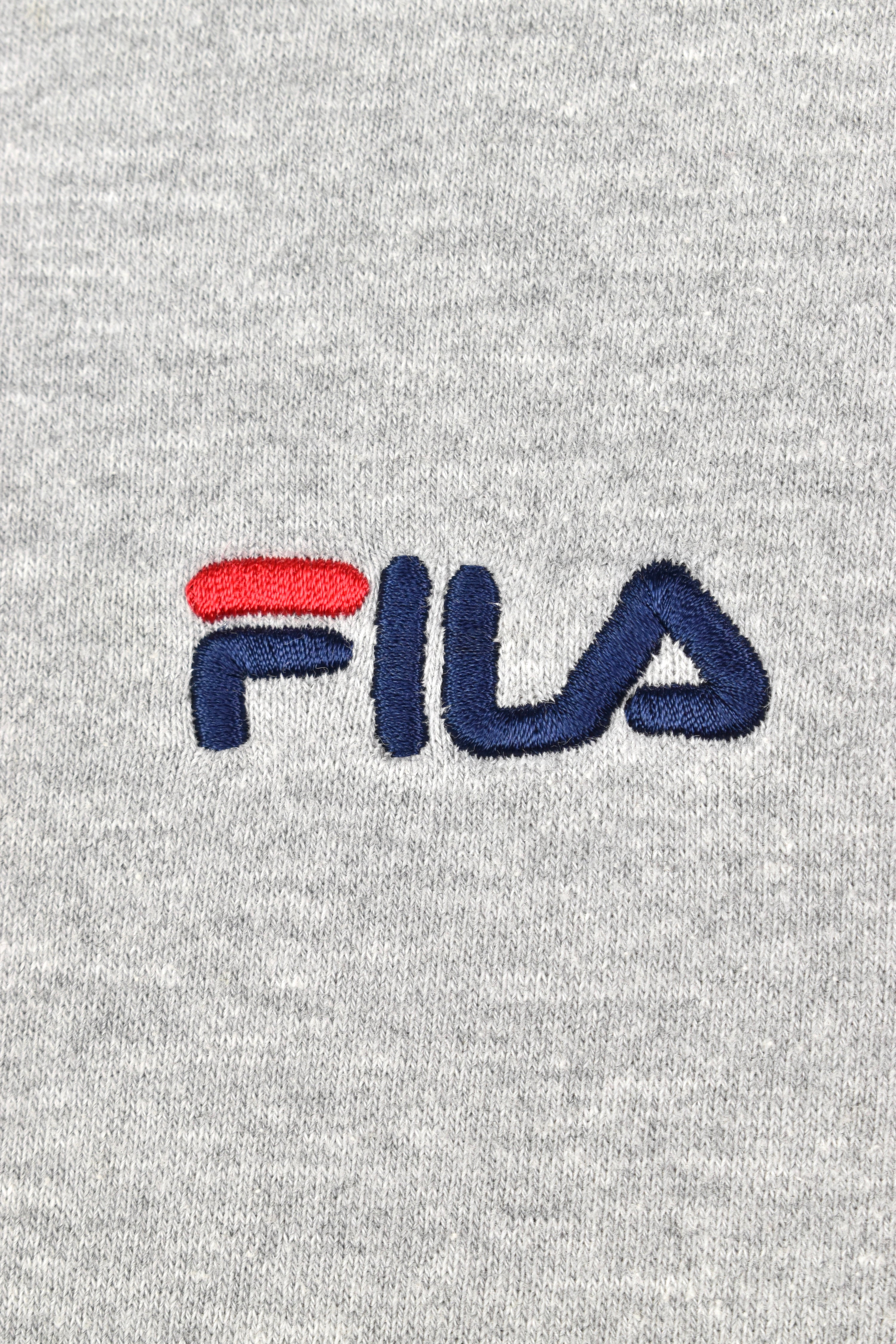 VINTAGE FILA EMBROIDERED GREY HOODIE | SMALL FILA