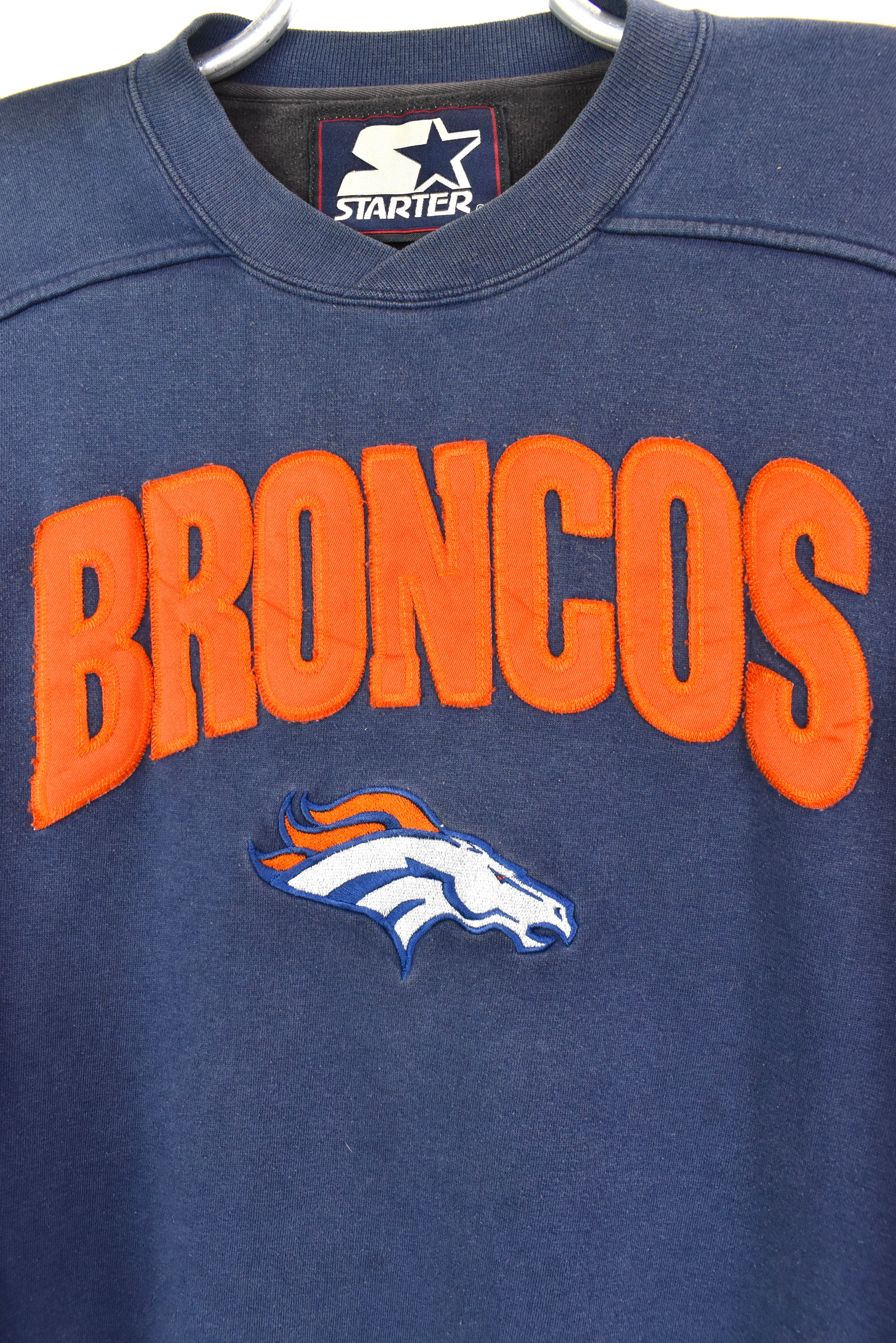 VINTAGE NFL DENVER BRONCOS EMBROIDERED NAVY SWEATSHIRT | XXL PRO SPORT