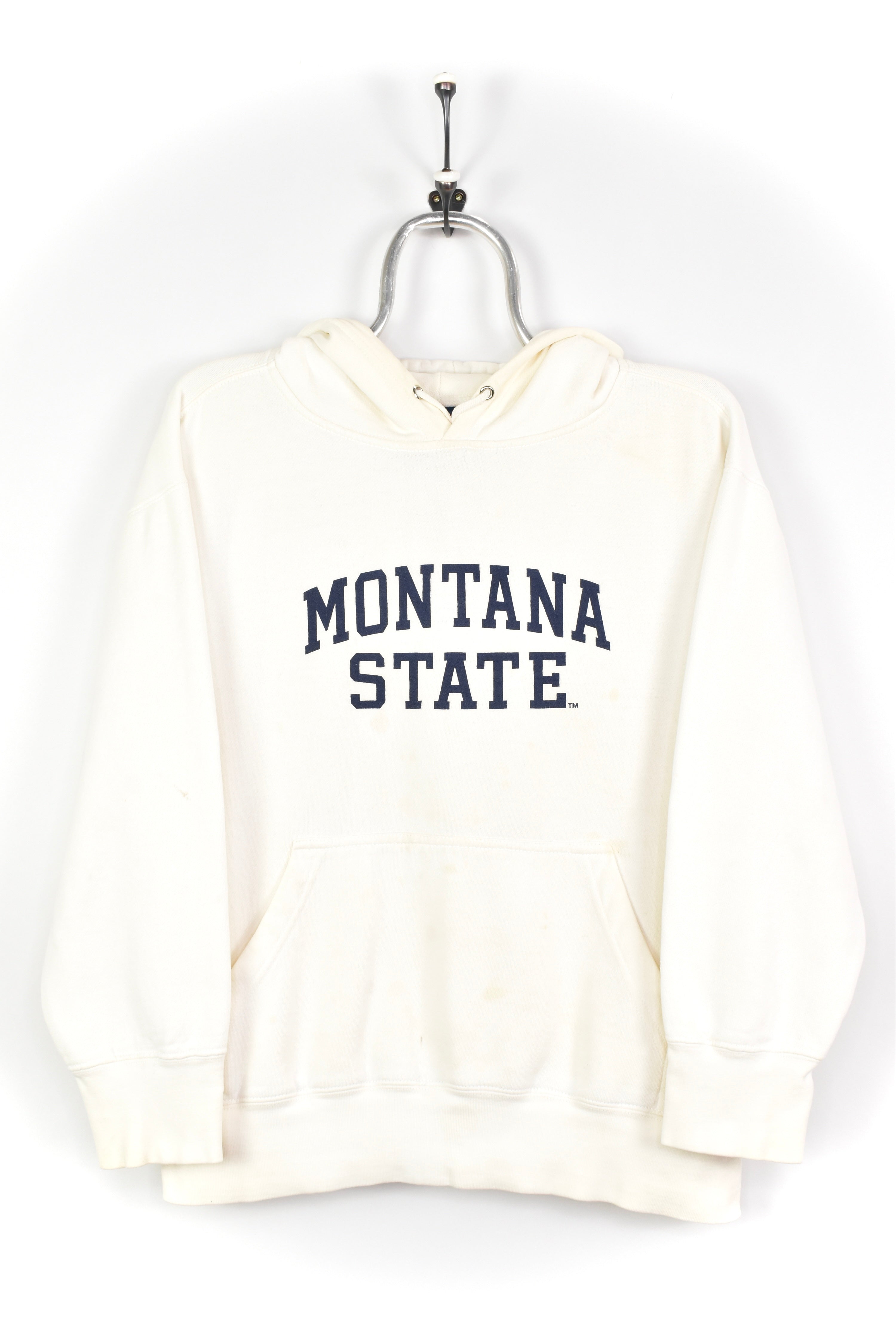 VINTAGE MONTANA STATE UNIVERSITY WHITE HOODIE | MEDIUM COLLEGE