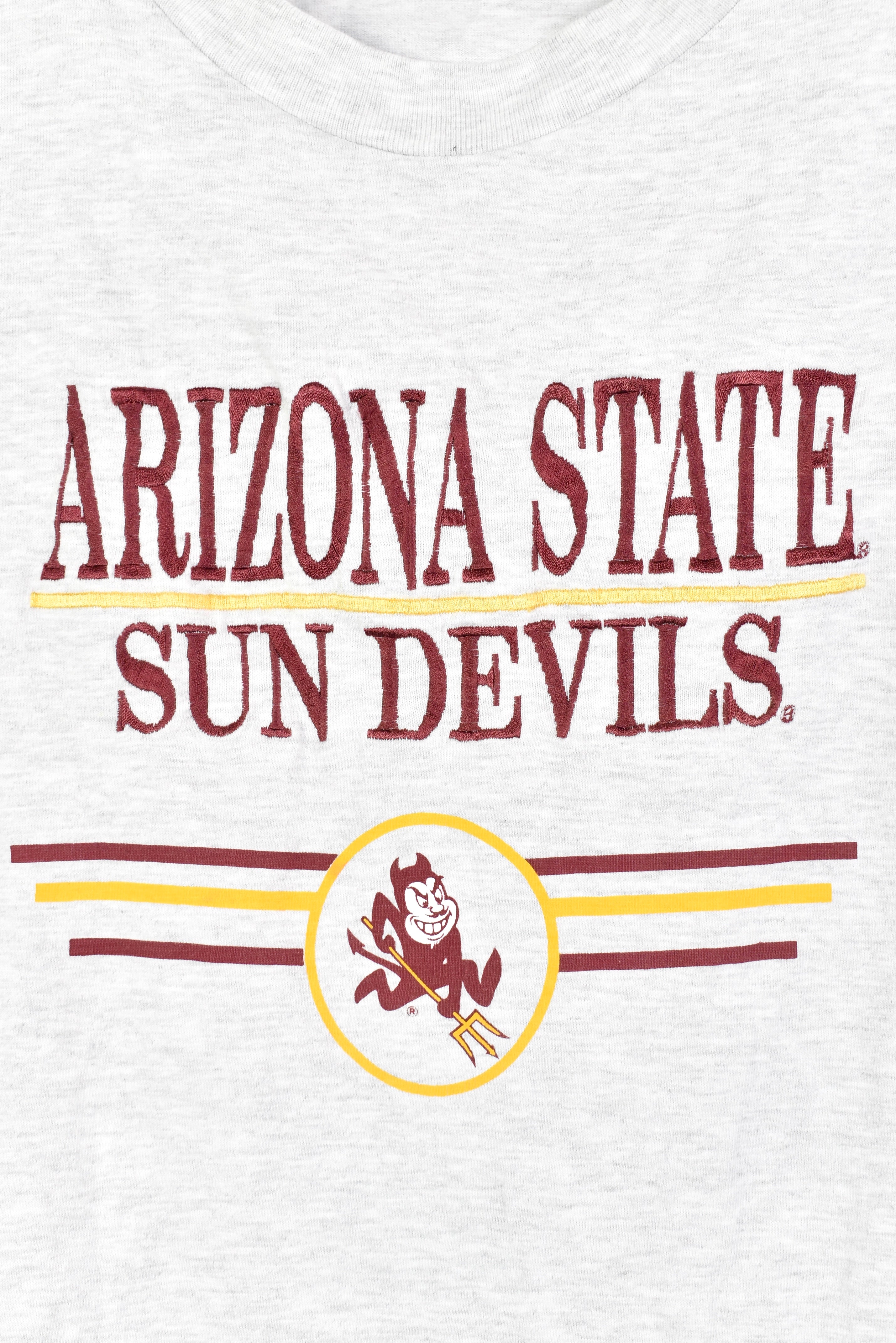VINTAGE ARIZONA STATE UNIVERSITY EMBROIDERED GREY T-SHIRT | LARGE COLLEGE