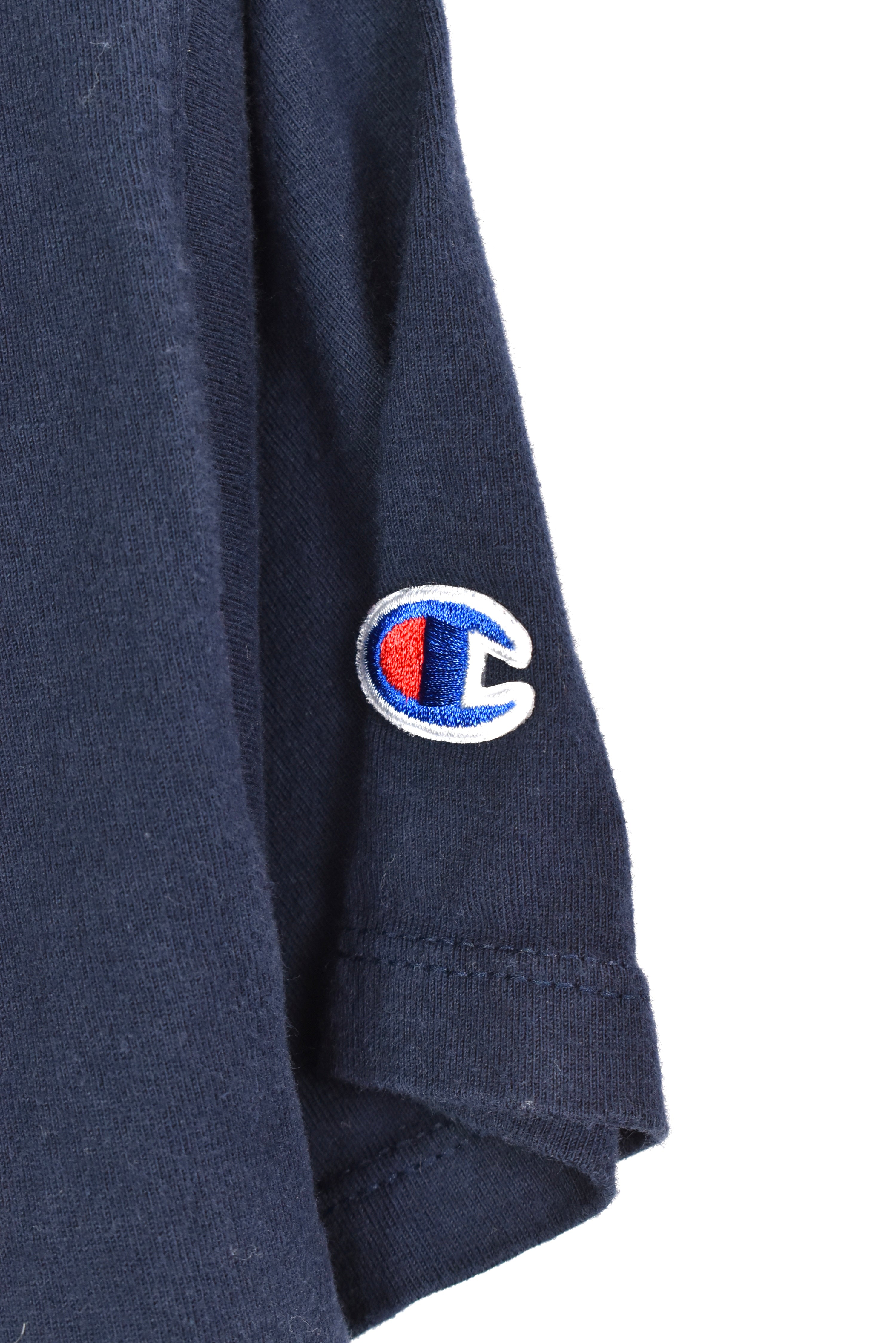Modern Champion shirt, short sleeve embroidered tee - medium, navy blue CHAMPION