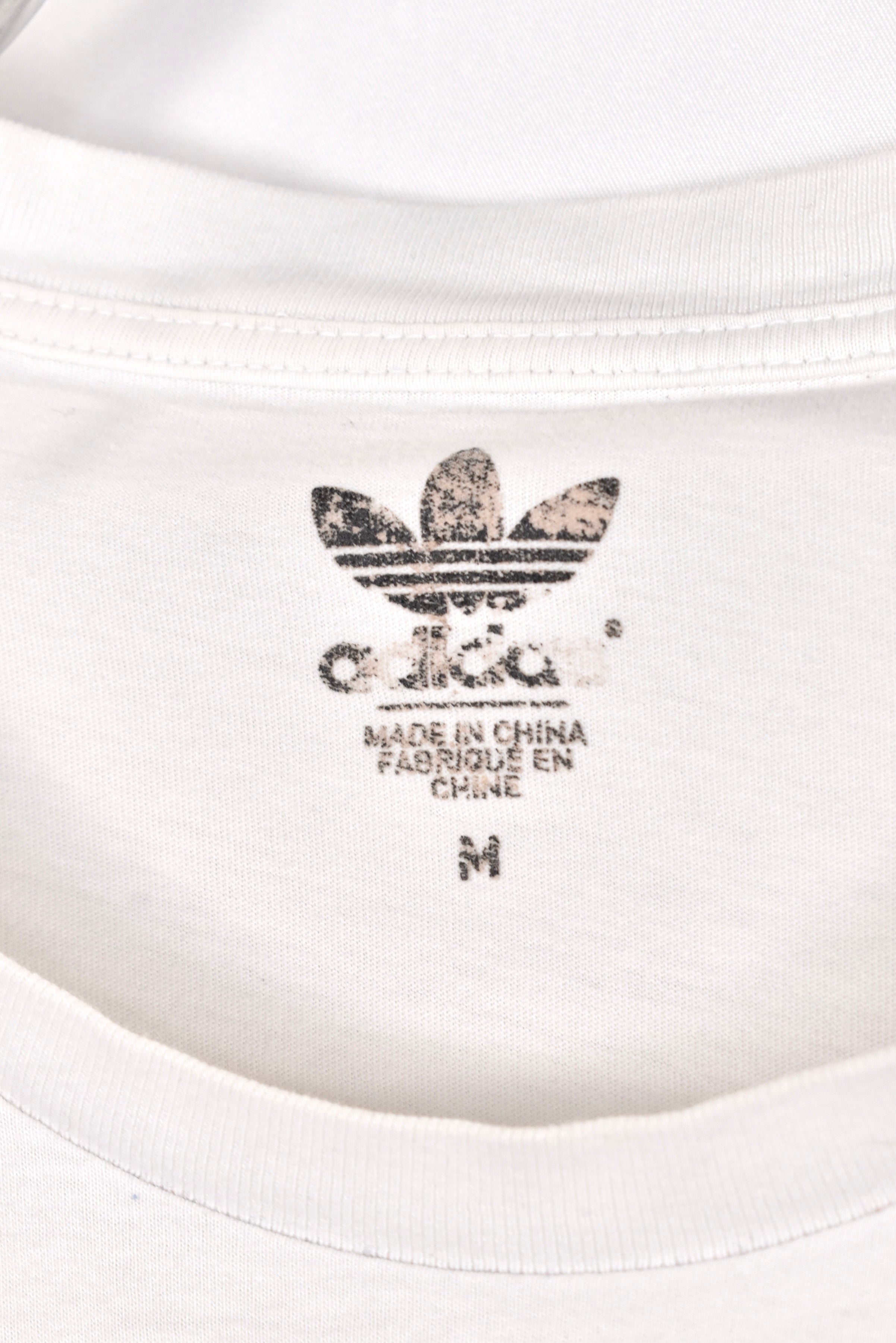 Women's modern Adidas shirt, white graphic tee - AU M ADIDAS