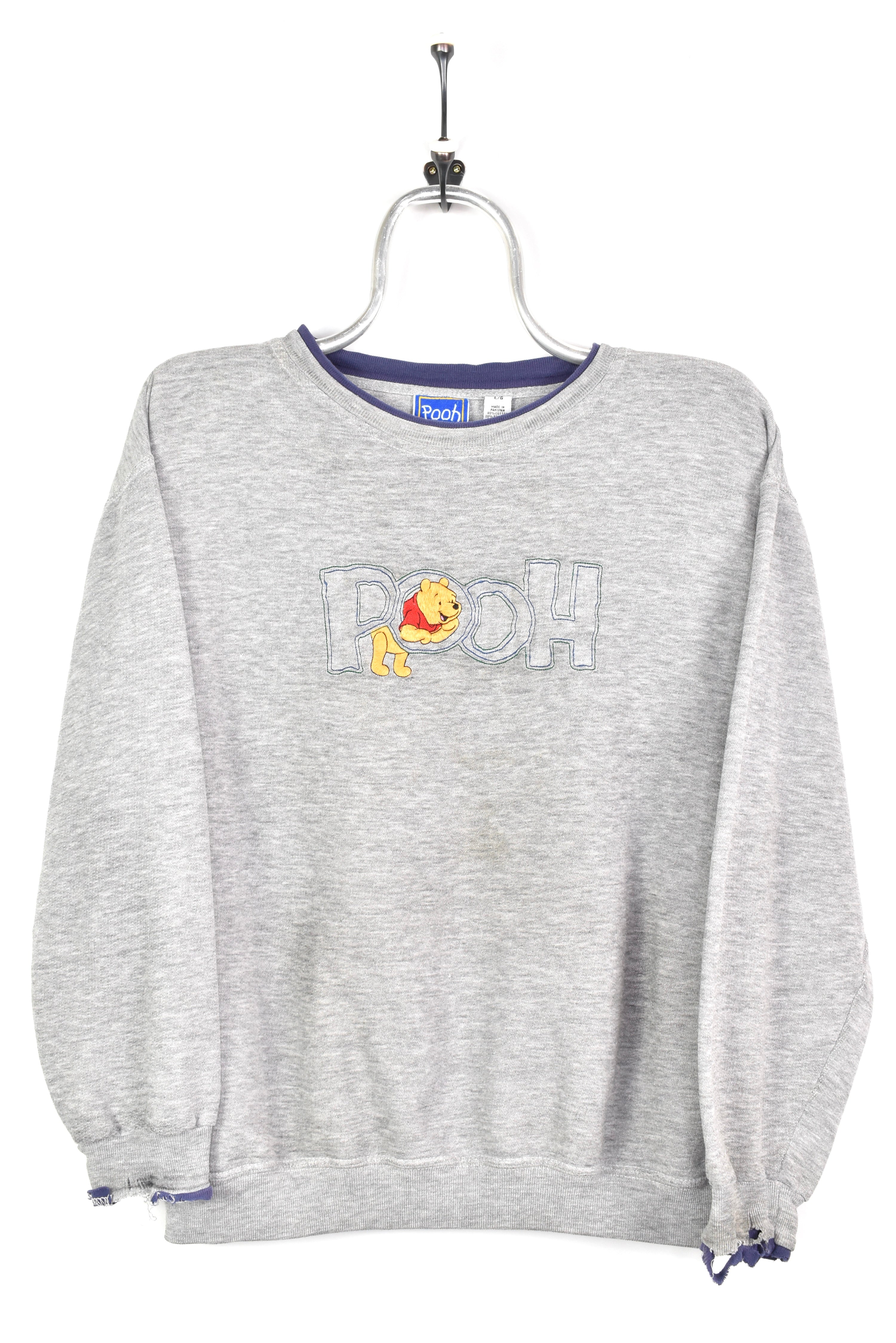 VINTAGE DISNEY POOH EMBROIDERED GREY SWEATSHIRT | MEDIUM DISNEY / CARTOON