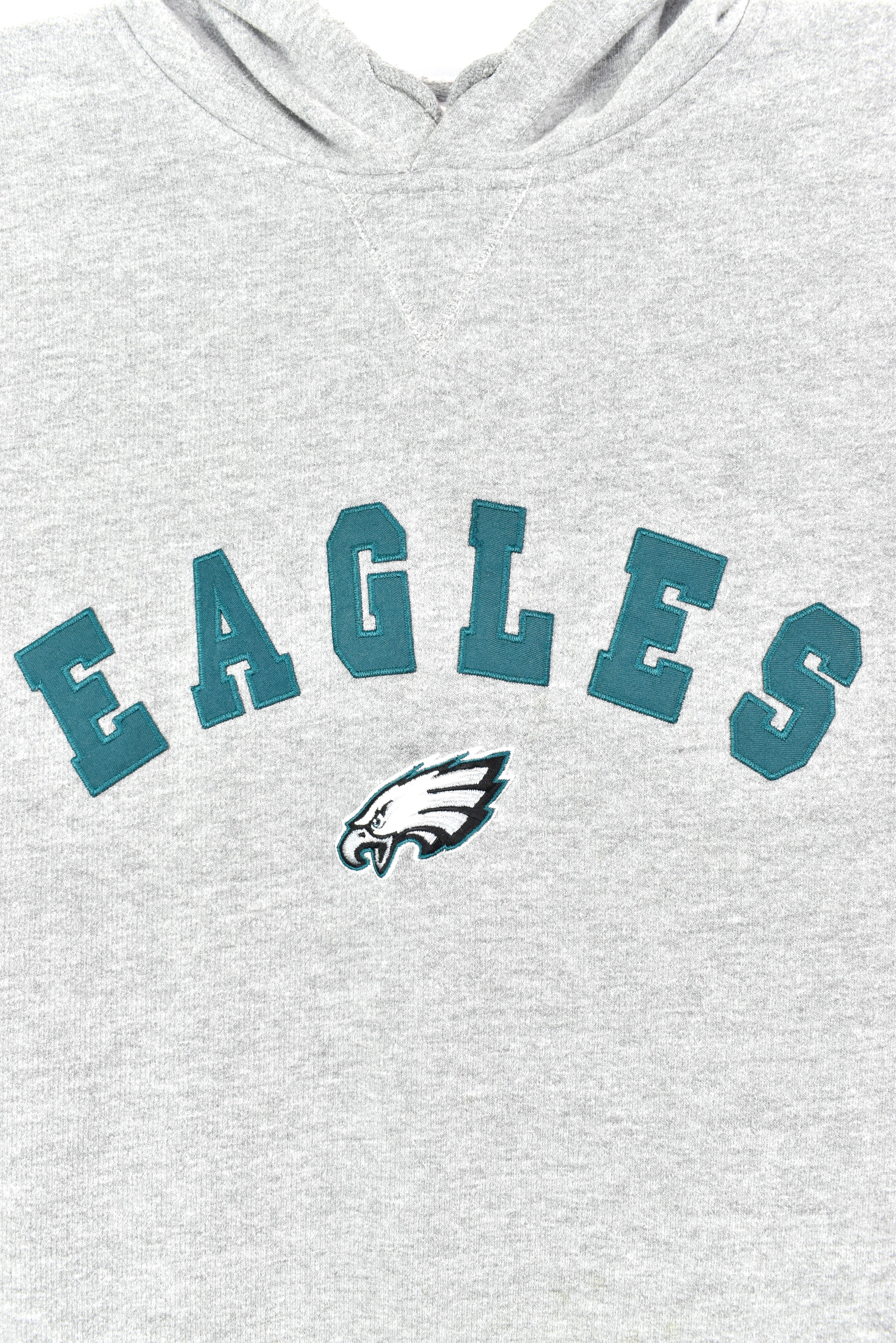 VINTAGE NFL PHILADELPHIA EAGLES EMBROIDERED GREY HOODIE | XL PRO SPORT