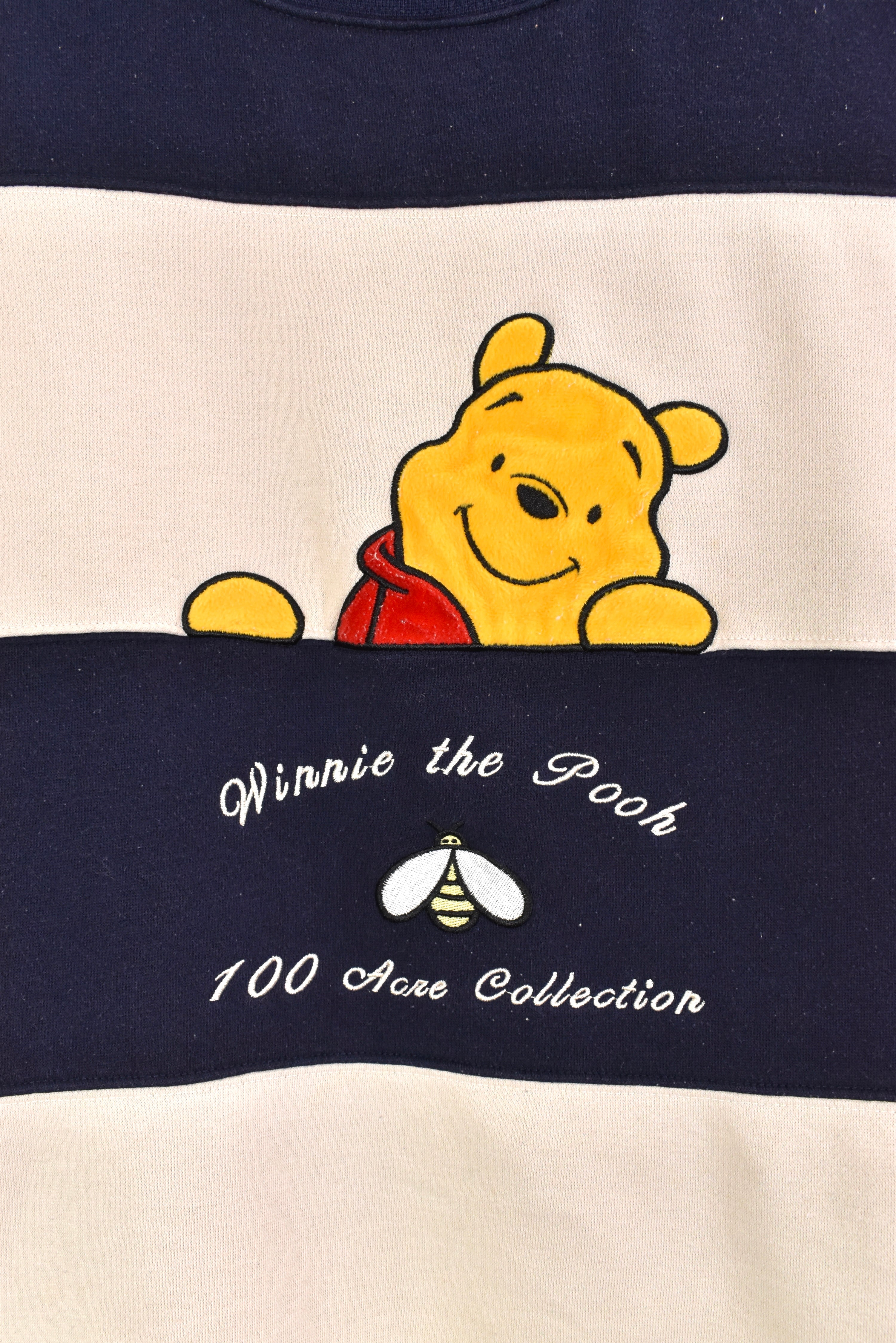 Vintage Women's Disney Pooh embroidered striped sweatshirt | Large DISNEY / CARTOON
