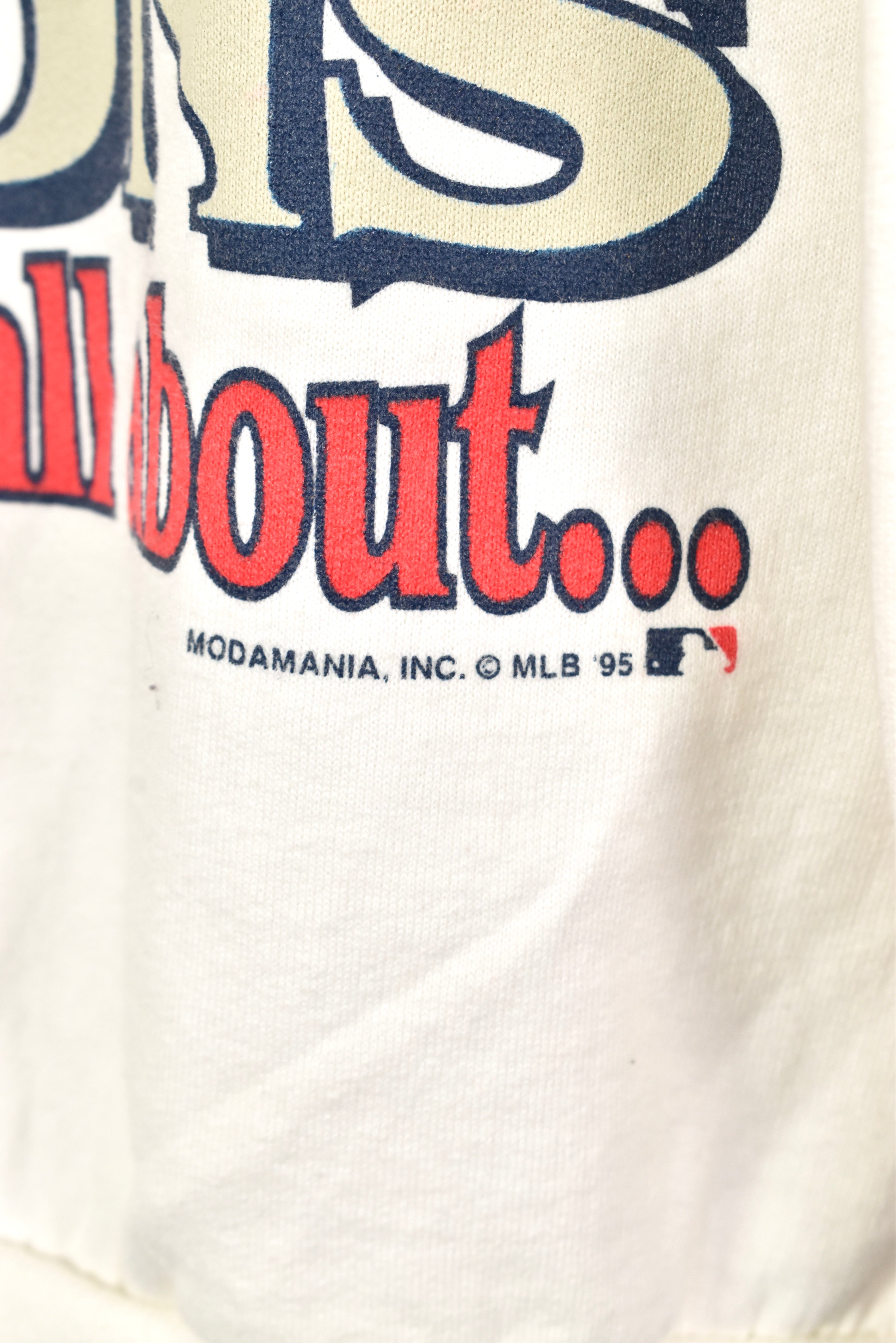 VINTAGE 1995 MLB CLEVELAND INDIANS WHITE SWEATSHIRT | LARGE PRO SPORT