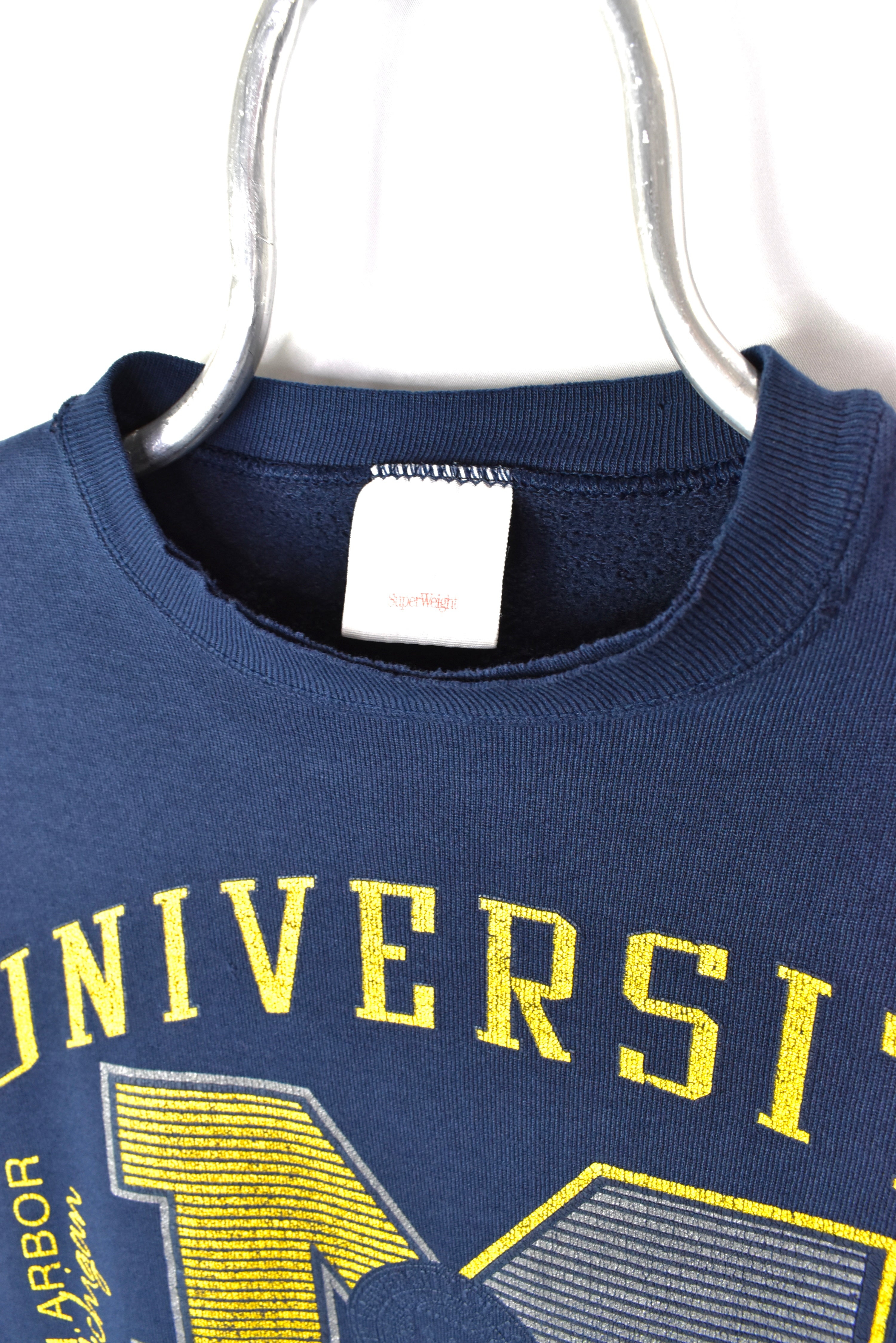 VINTAGE MICHIGAN UNIVERSITY NAVY SWEATSHIRT | MEDIUM COLLEGE