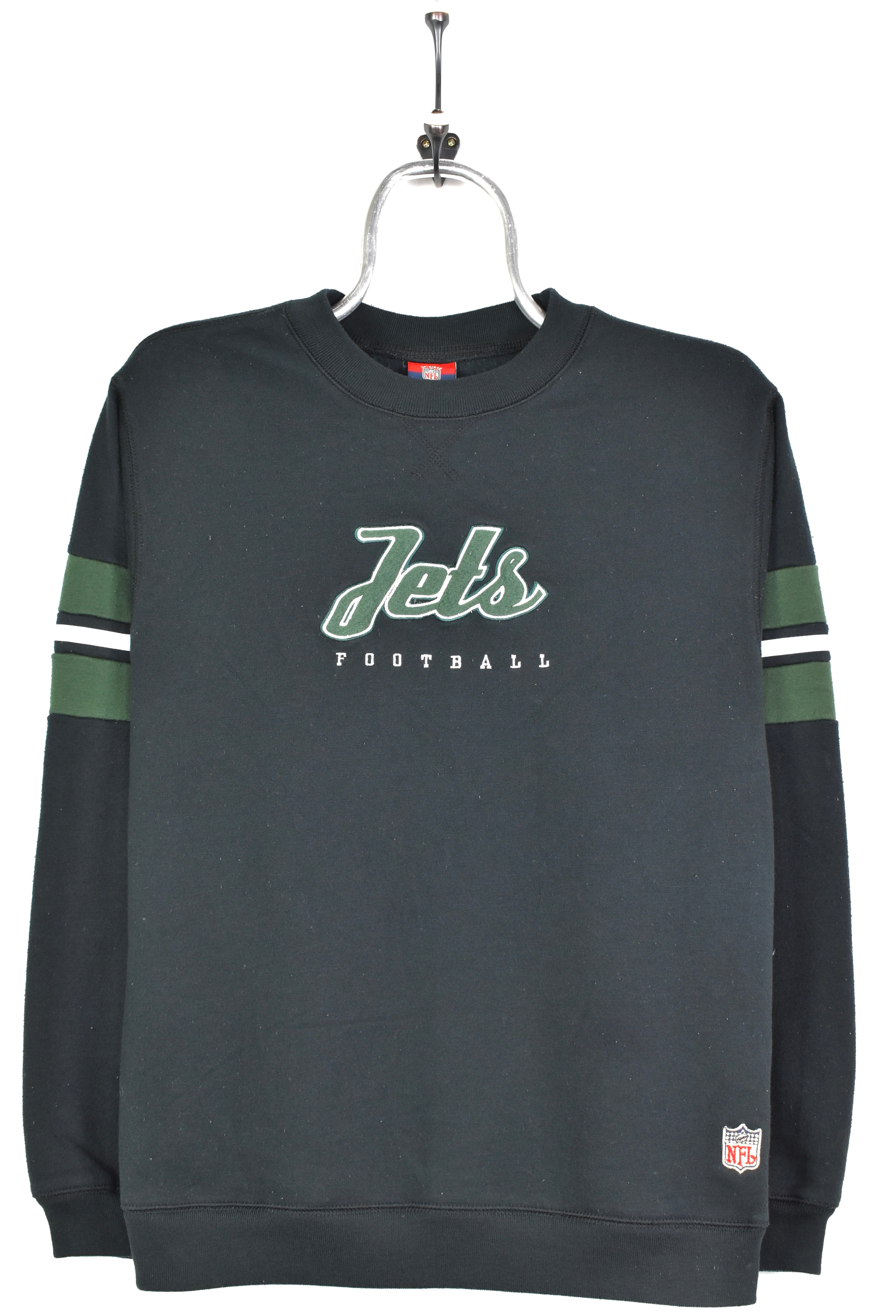 VINTAGE NFL NEW YORK JETS EMBROIDERED BLACK SWEATSHIRT | MEDIUM PRO SPORT