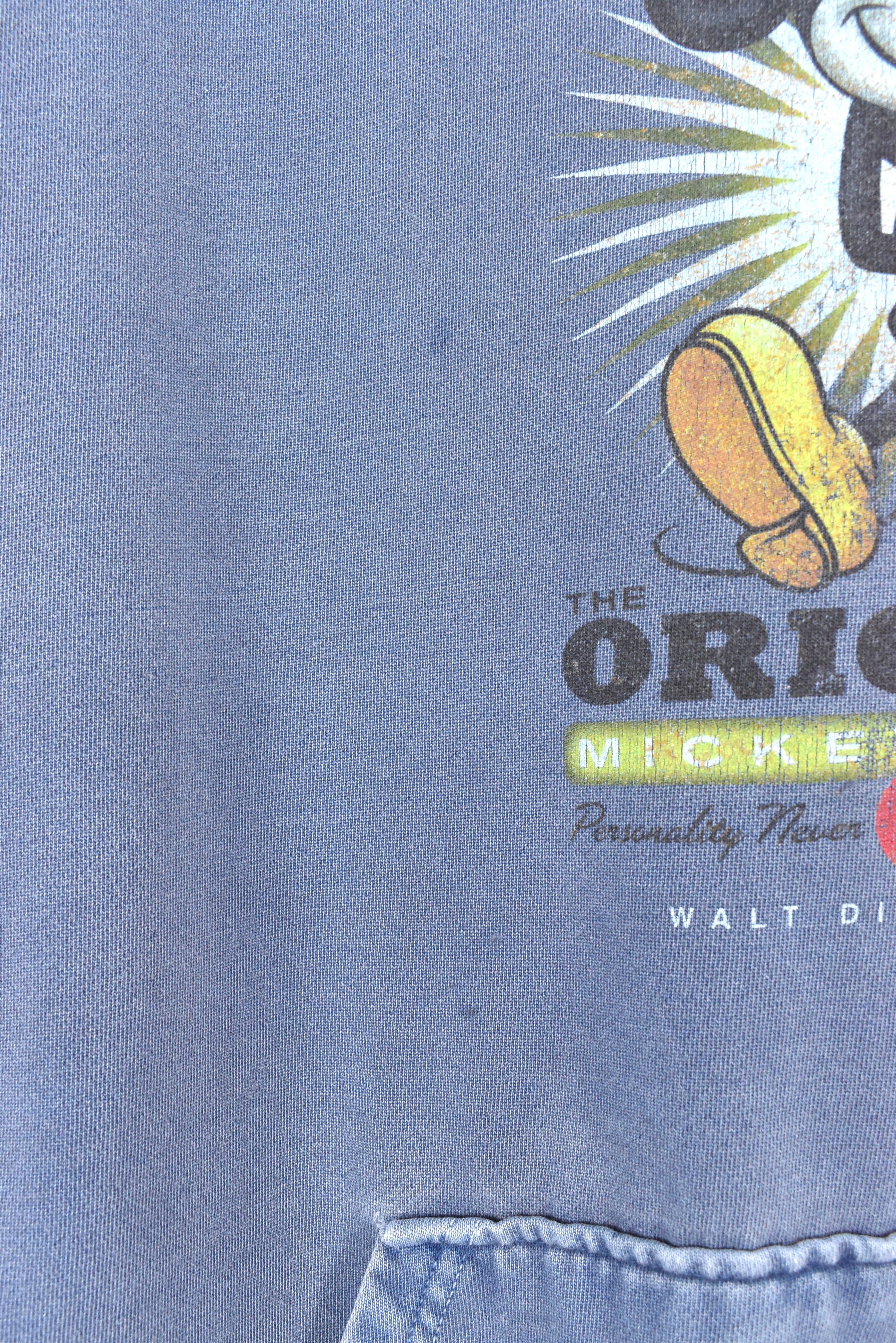 Vintage Mickey Mouse hoodie, long sleeve blue graphic sweatshirt - AU L DISNEY / CARTOON