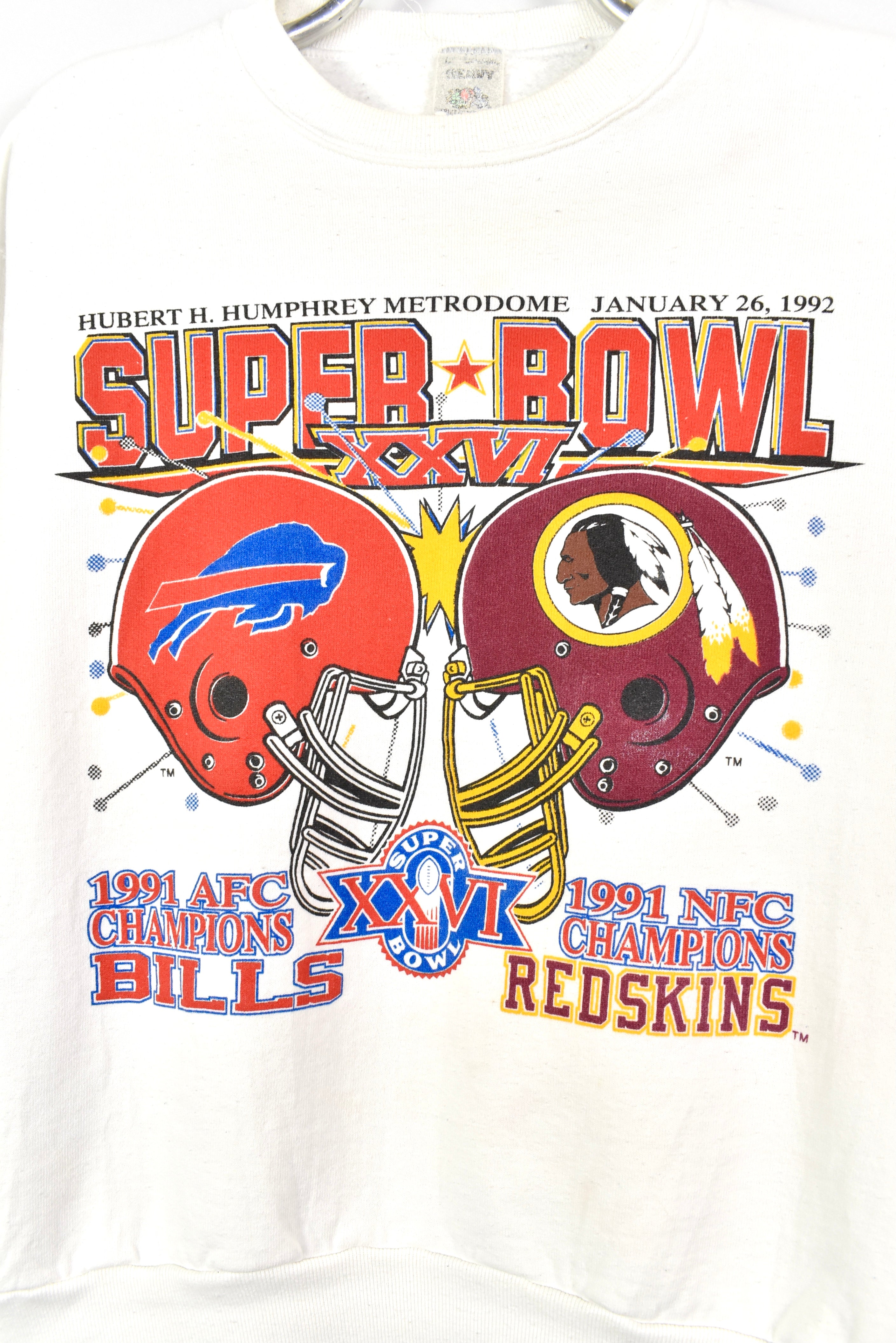 VINTAGE 1992 NFL SUPER BOWL WHITE SWEATSHIRT | LARGE PRO SPORT