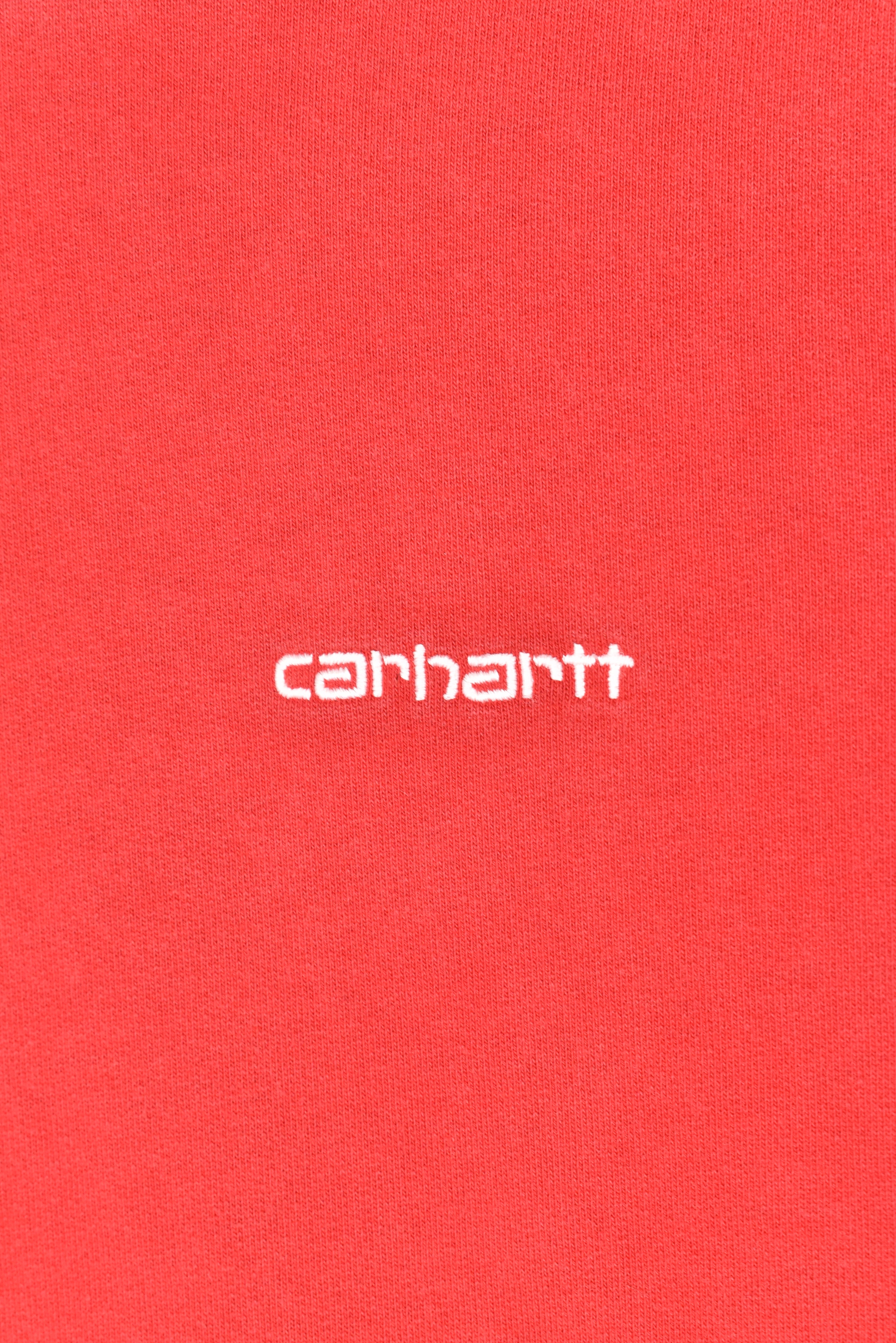 VINTAGE CARHARTT EMBROIDERED RED HOODIE | SMALL CARHARTT