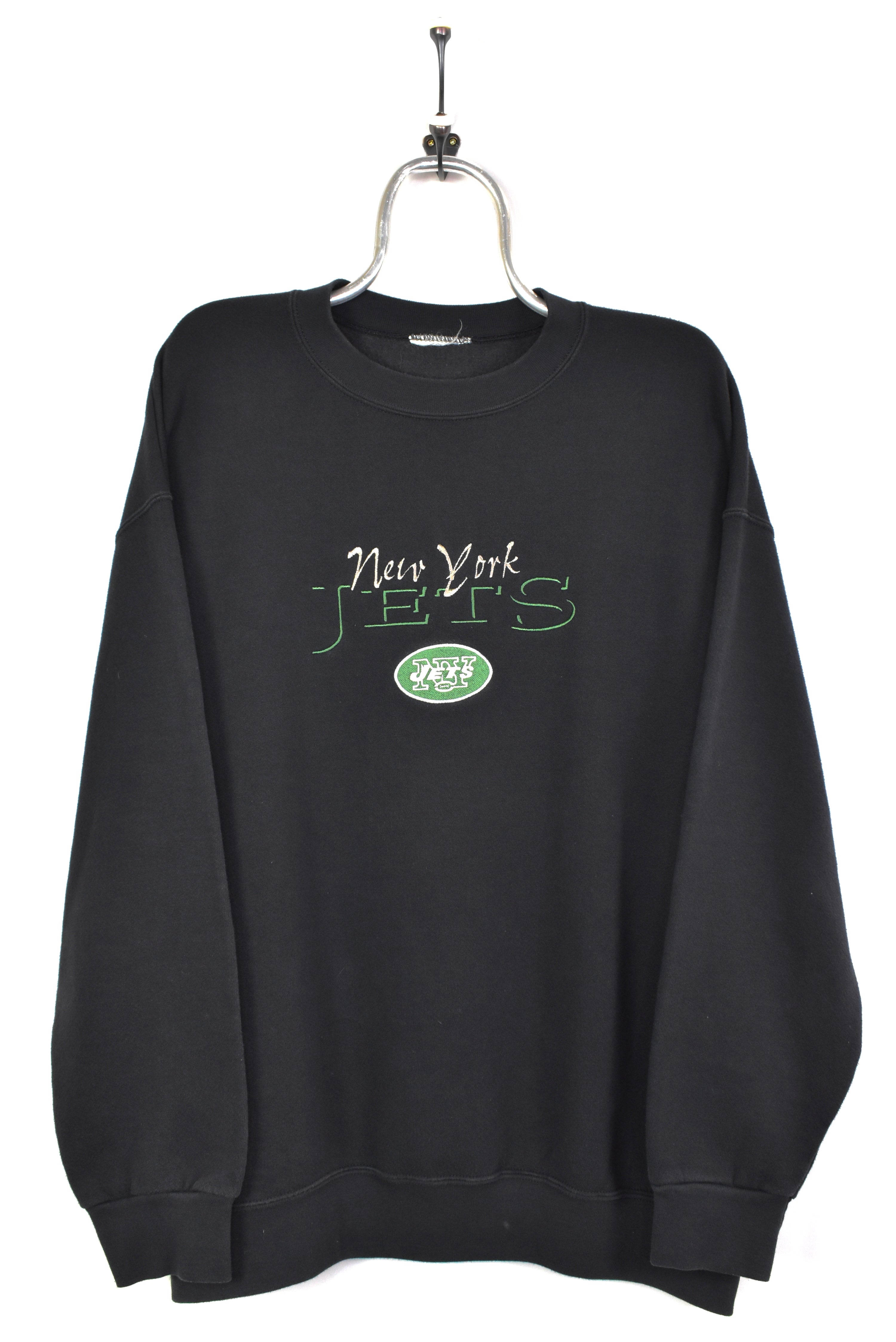 VINTAGE NFL NEW YORK JETS EMBROIDERED BLACK SWEATSHIRT | XXL PRO SPORT