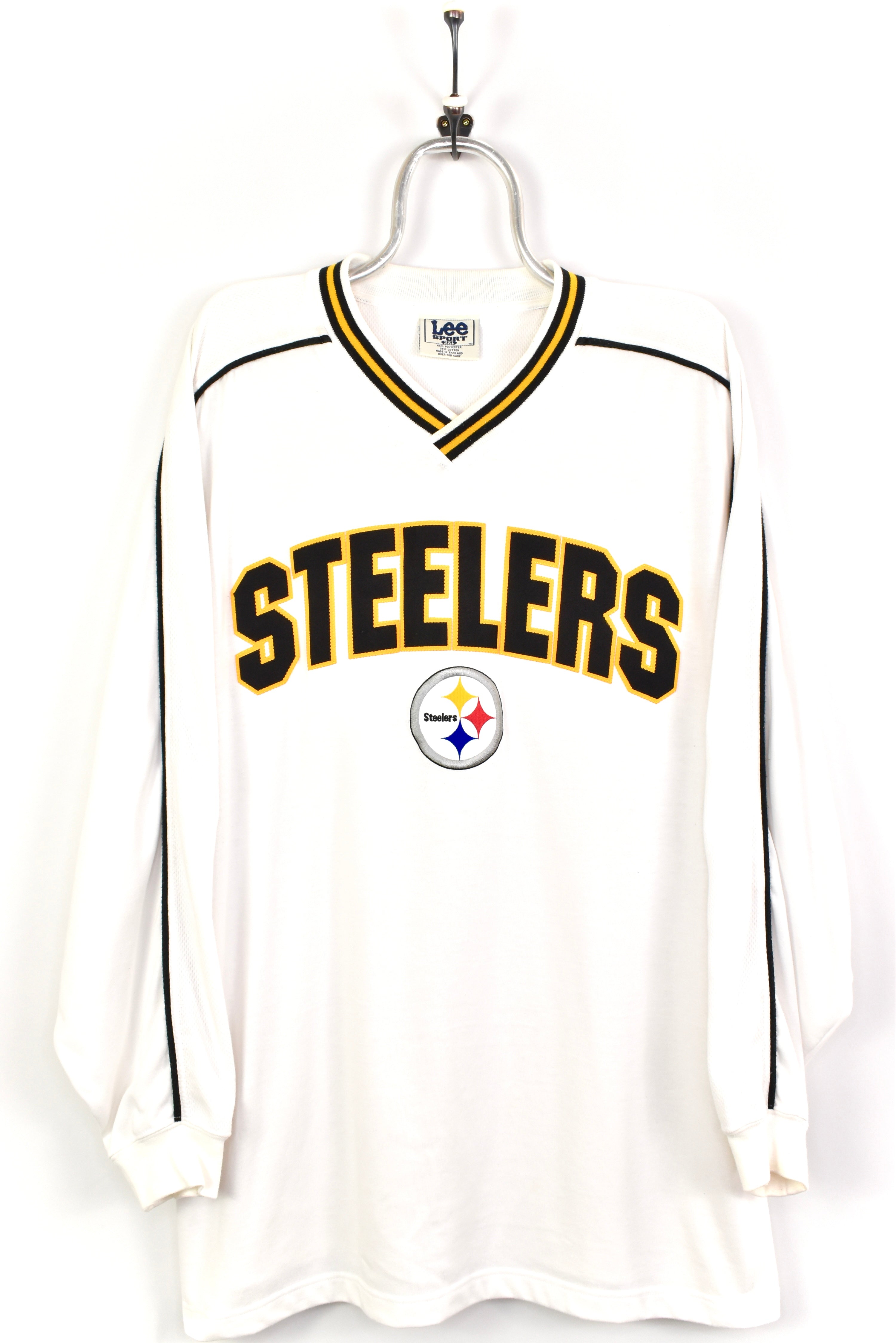 VINTAGE NFL PITTSBURGH STEELERS EMBROIDERED WHITE SWEATSHIRT | XXL PRO SPORT
