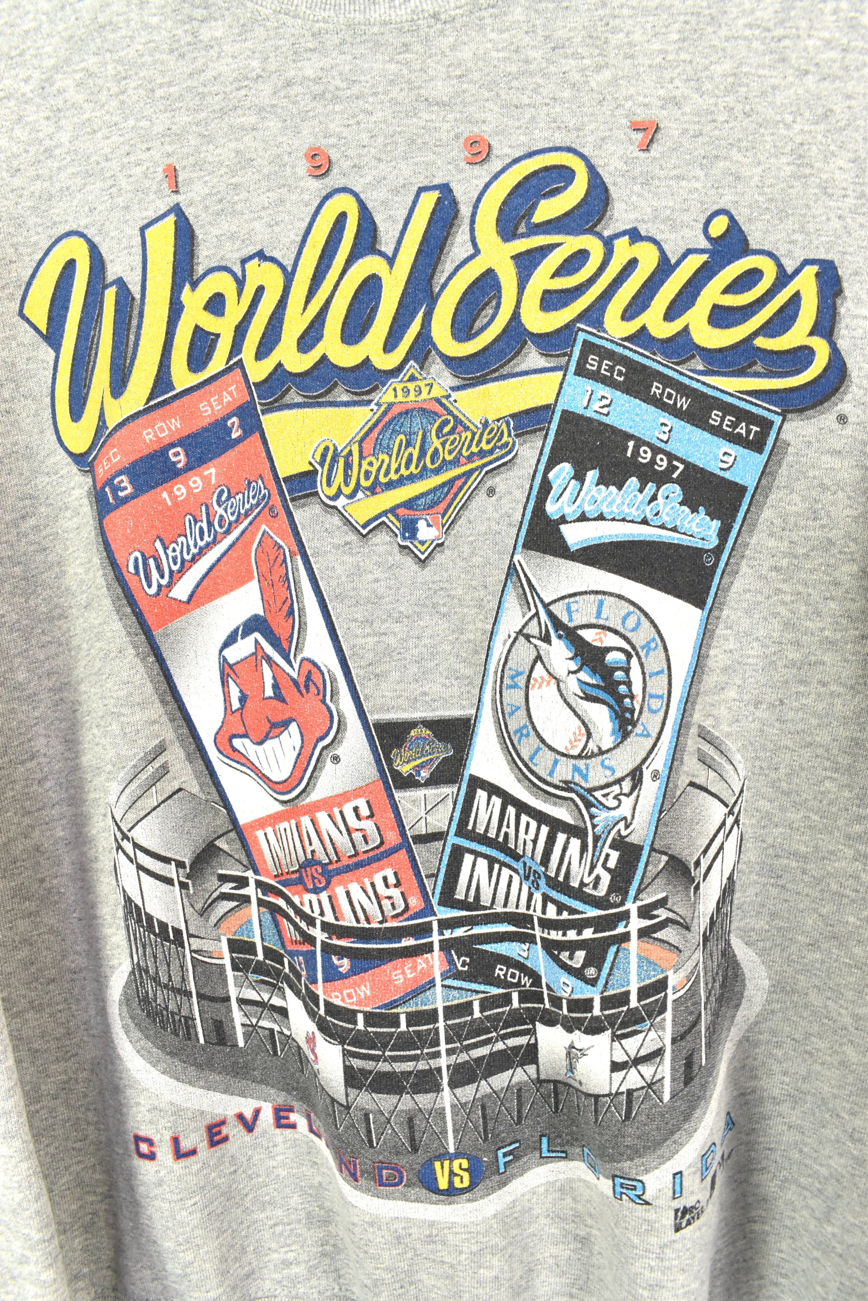 VINTAGE 1997 MLB WORLD SERIES GREY SWEATSHIRT | LARGE PRO SPORT