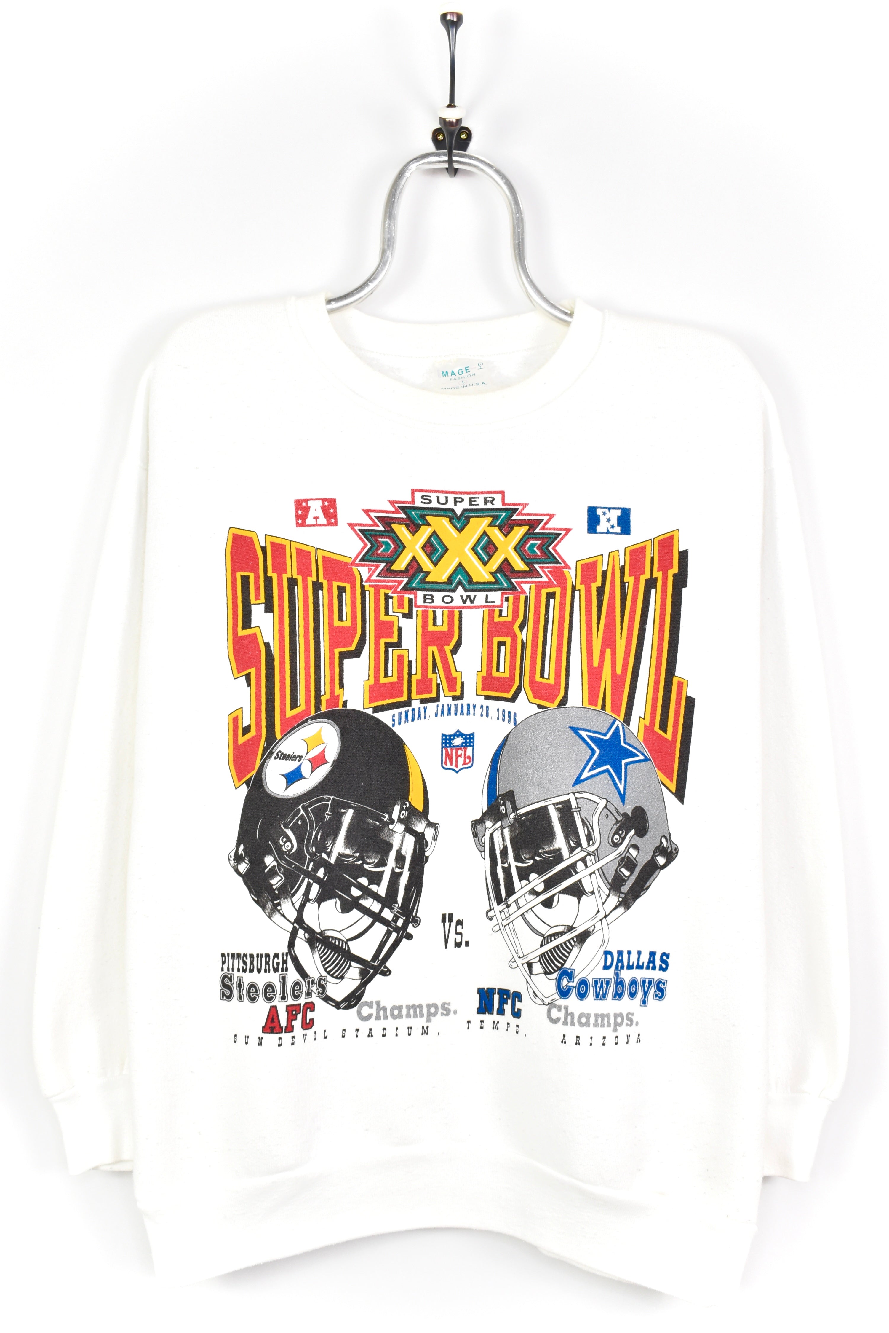 VINTAGE 1996 NFL SUPERBOWL WHITE SWEATSHIRT | LARGE PRO SPORT