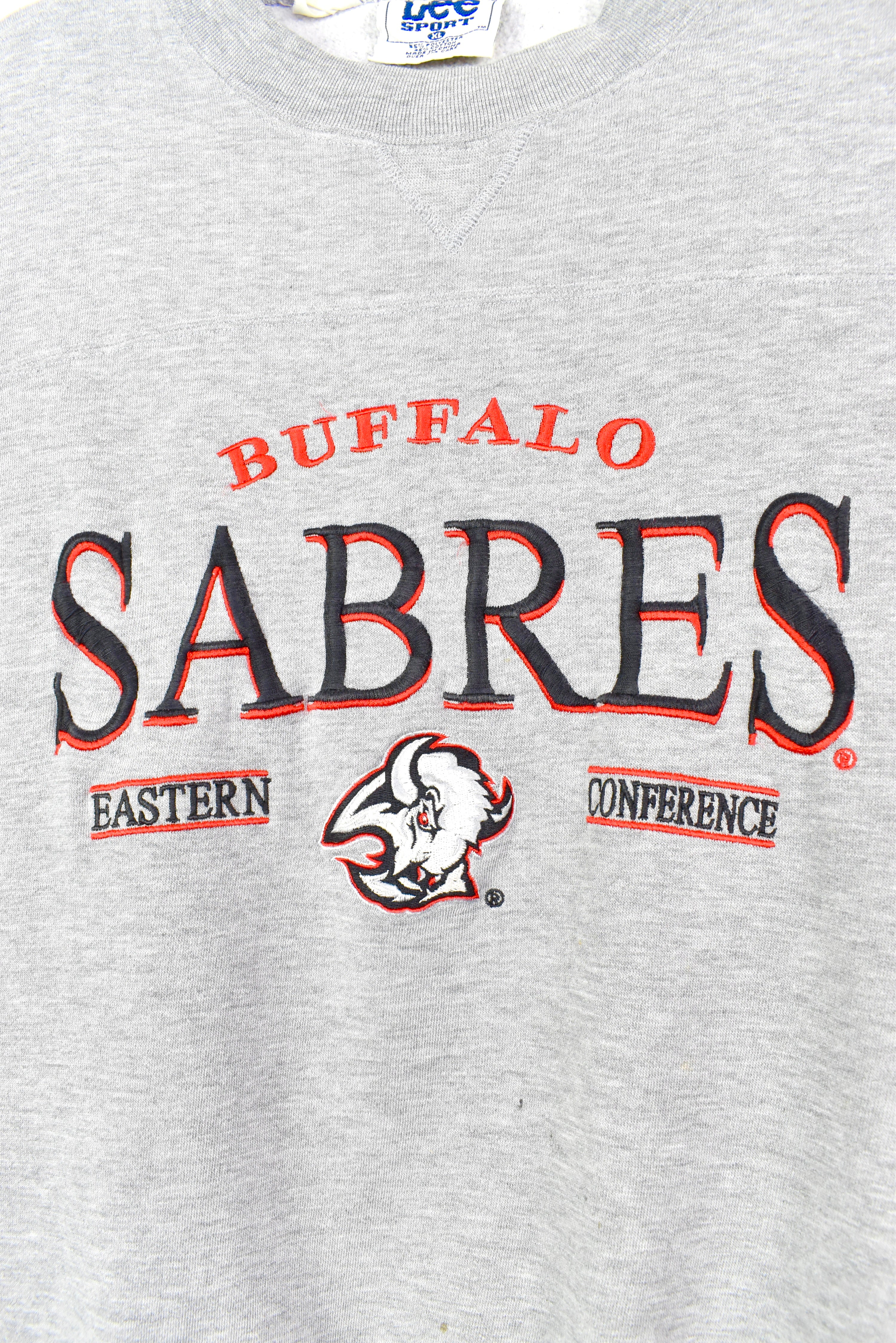 VINTAGE NHL BUFFALO SABRES EMBROIDERED GREY SWEATSHIRT | XL PRO SPORT
