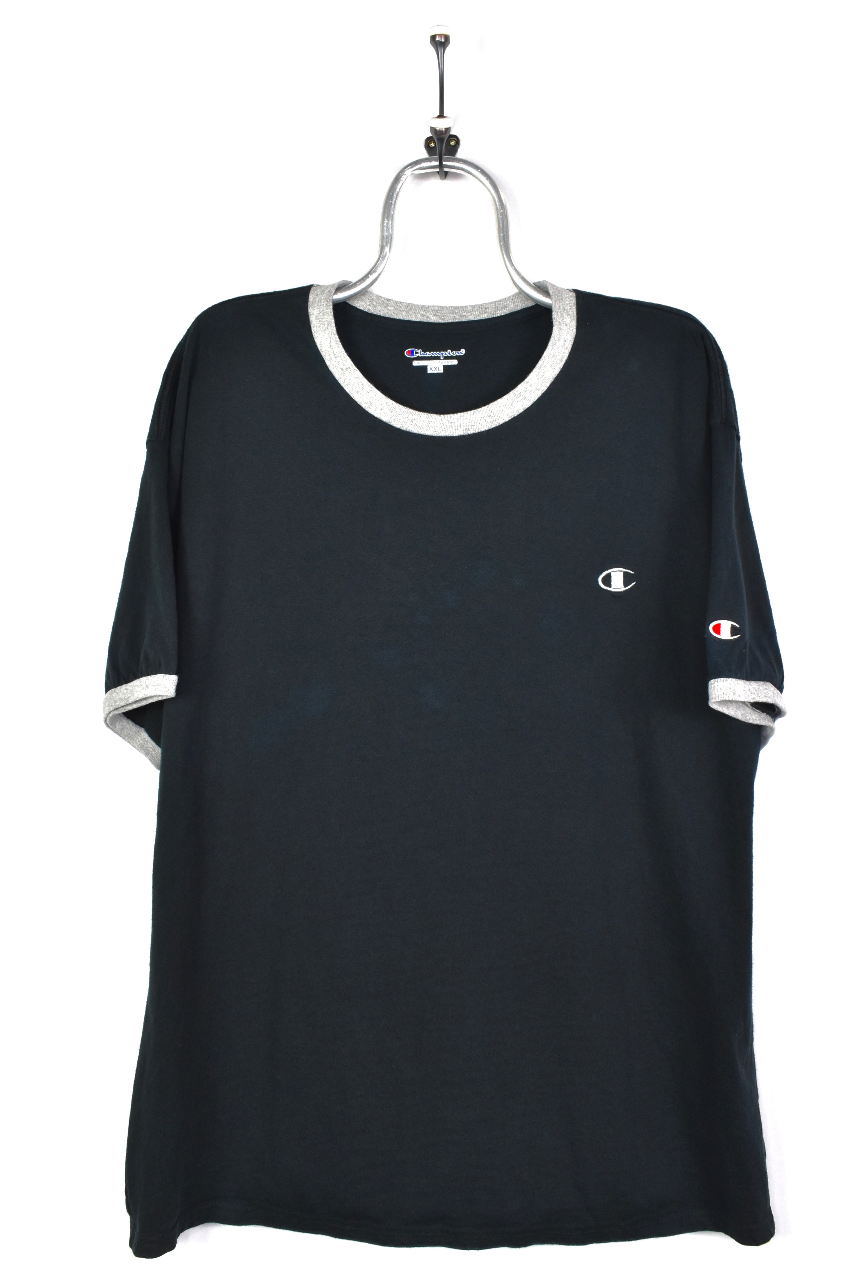 VINTAGE CHAMPION BLACK EMBROIDERED T-SHIRT | XXL CHAMPION